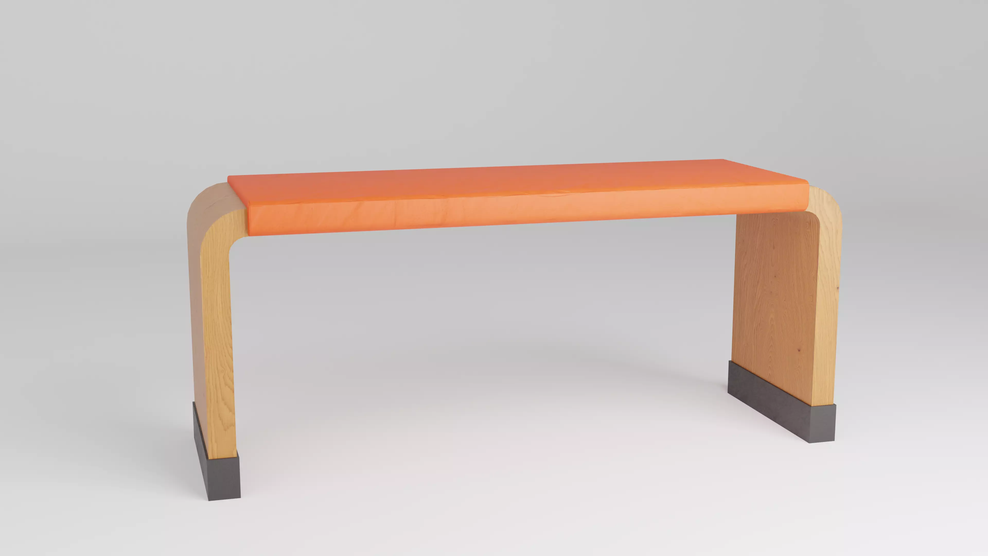 Orange Bench PBR Low-poly 3D model_0
