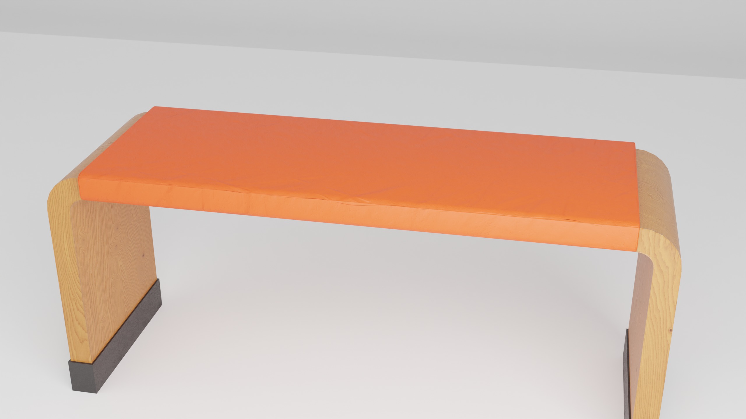 Orange Bench PBR Low-poly 3D model_2