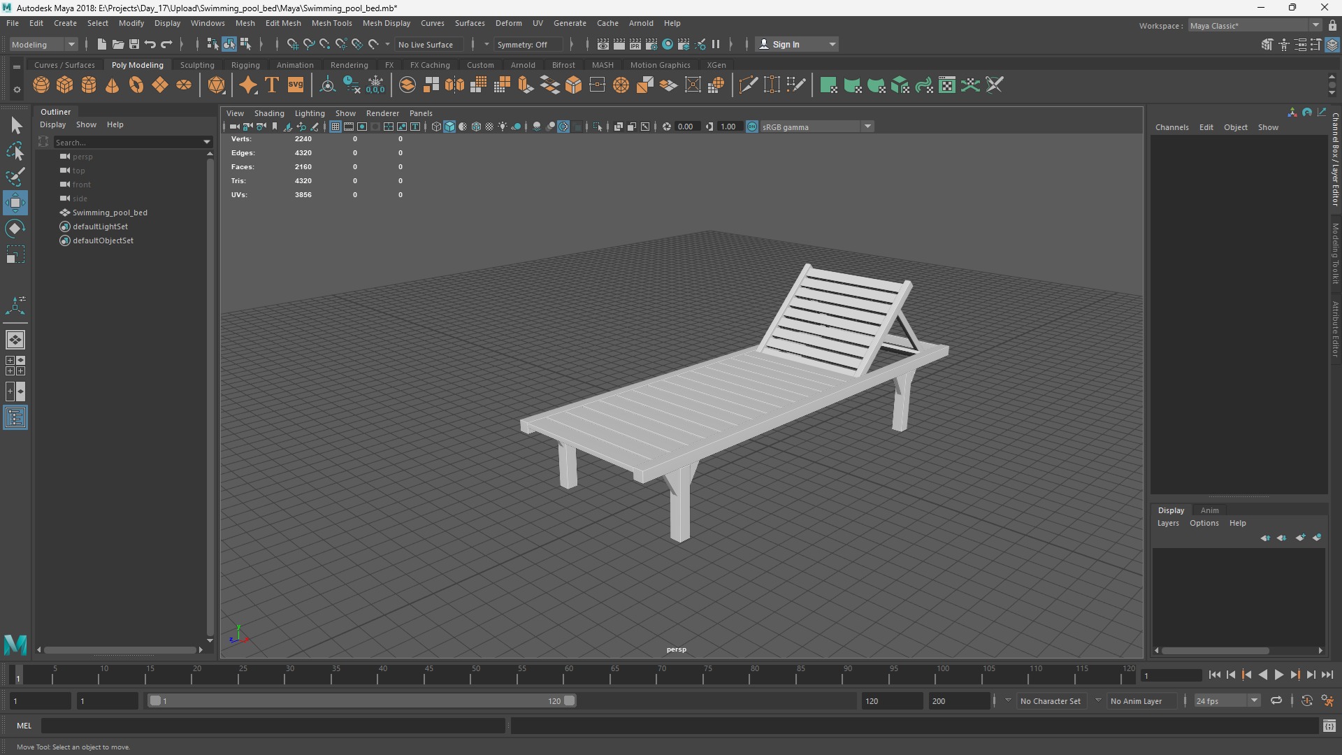 swimming pool bed Low-poly 3D model_7