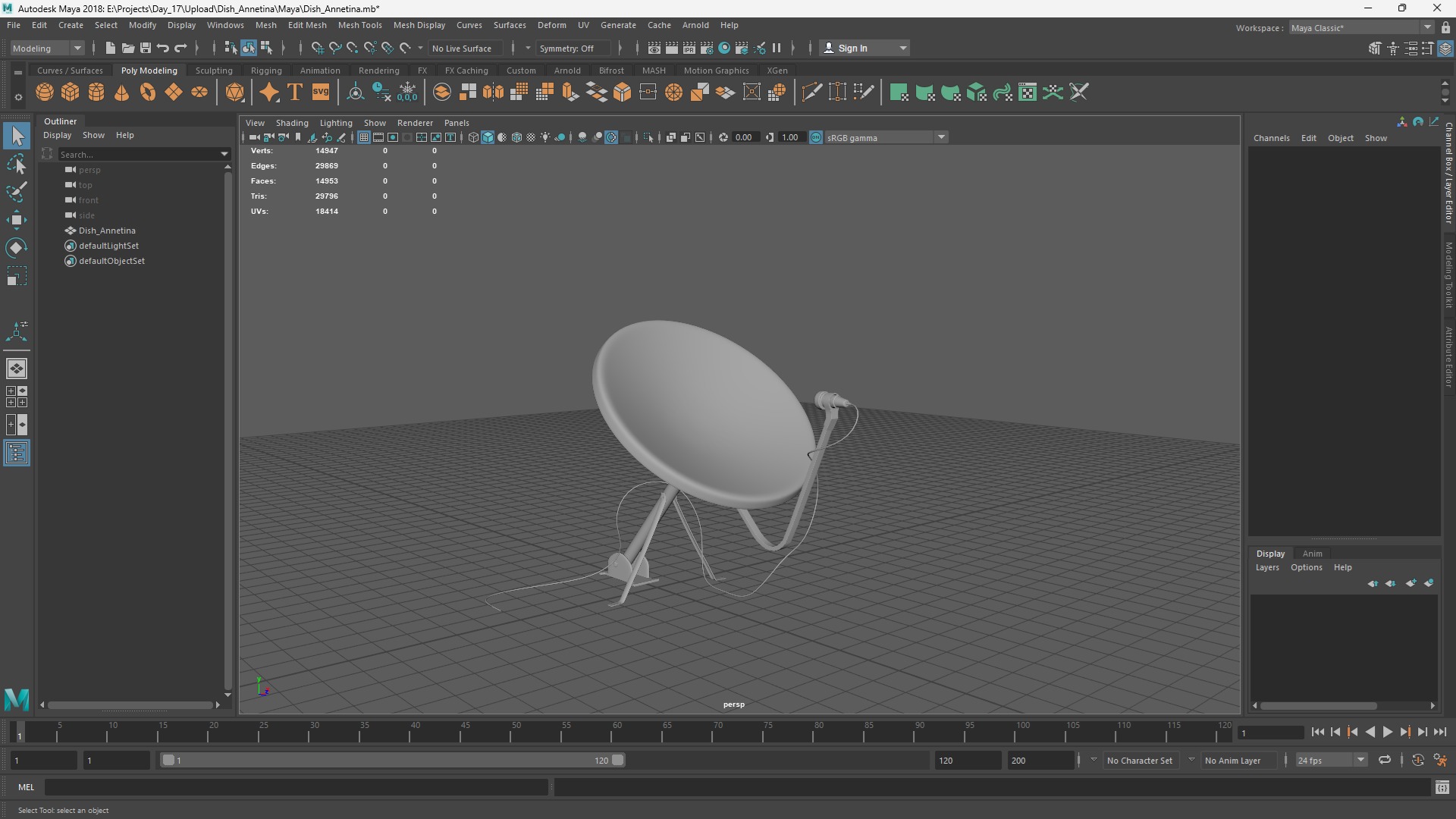 Satellite dish antenna Low-poly 3D model_6