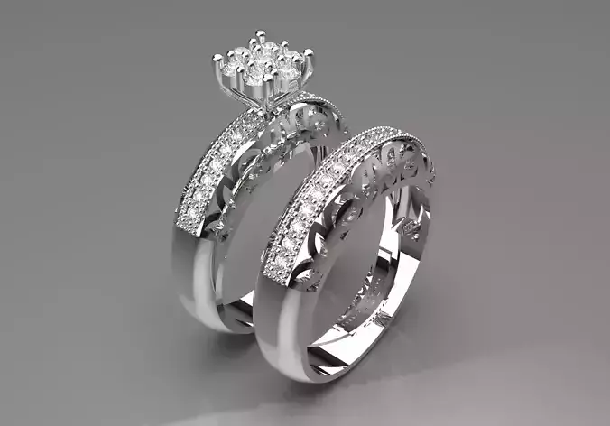 STL 3DM wedding bride ring model wr0078