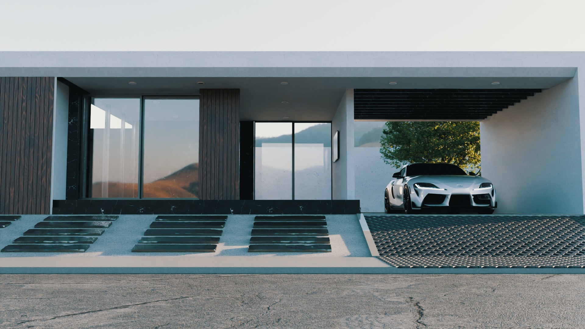 Exterior Car Scene 3D Model 3D model_4