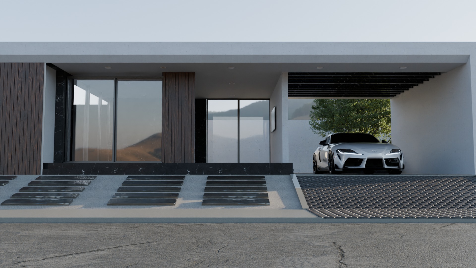 Exterior Car Scene 3D Model 3D model_5