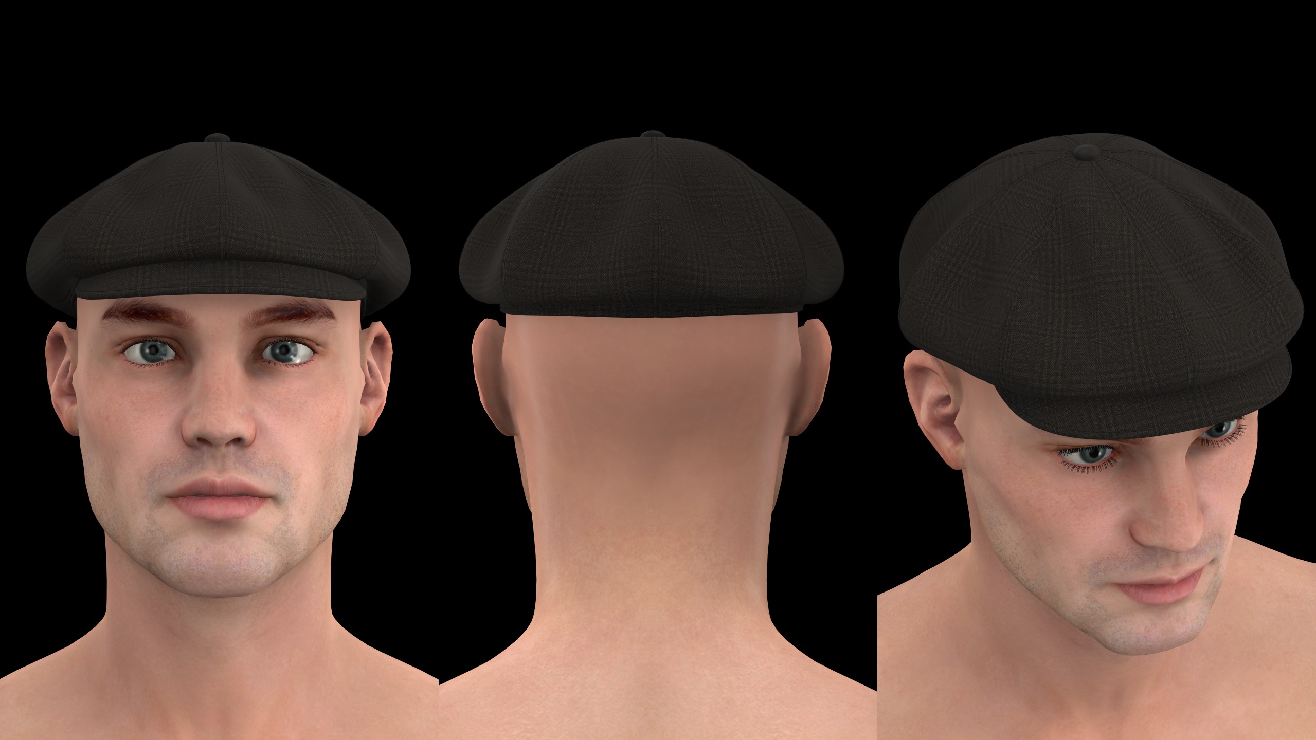 BASIC NEWSBOY CAP mv2 highpoly 3D model_2