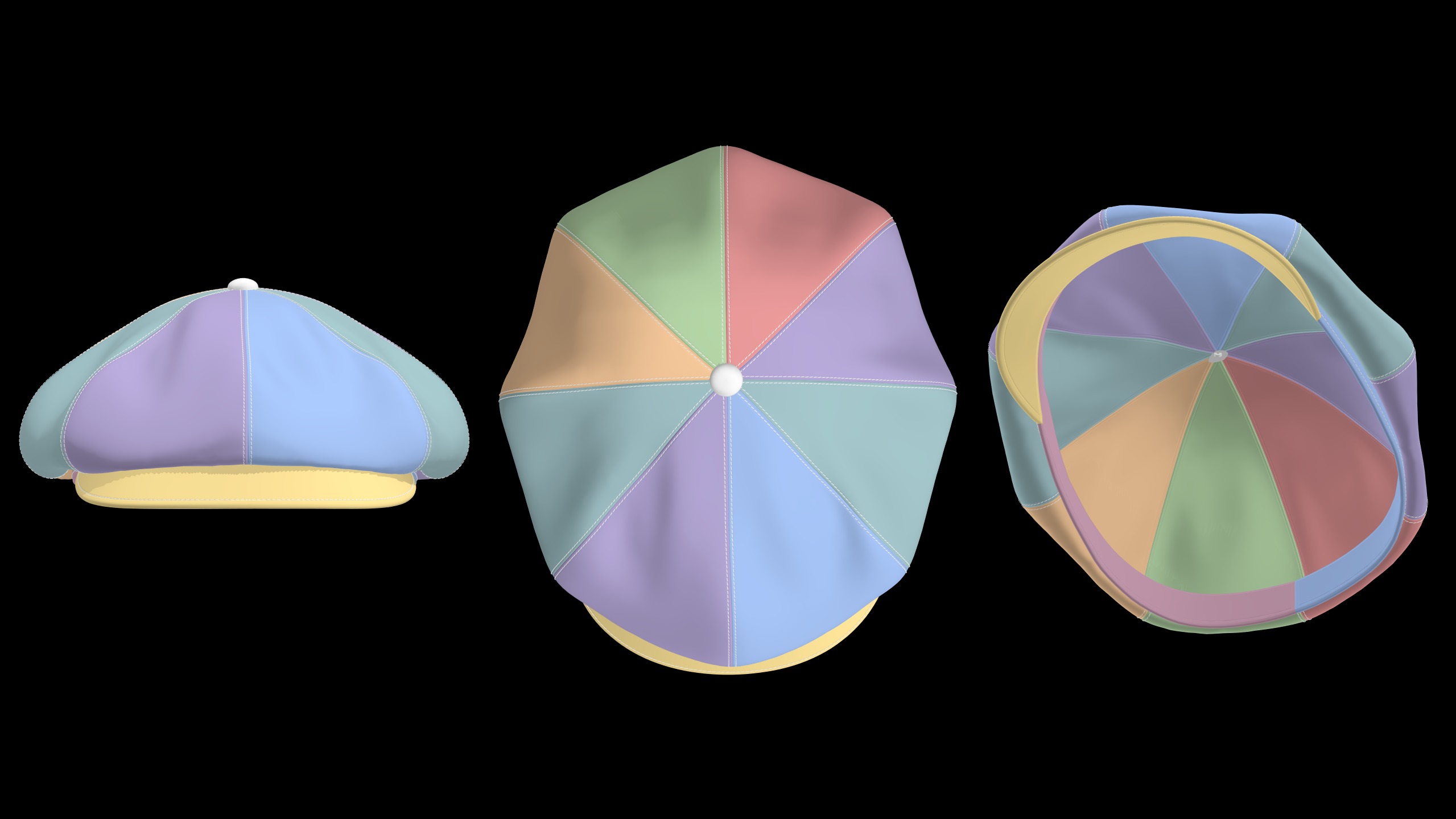 BASIC NEWSBOY CAP mv2 highpoly 3D model_4