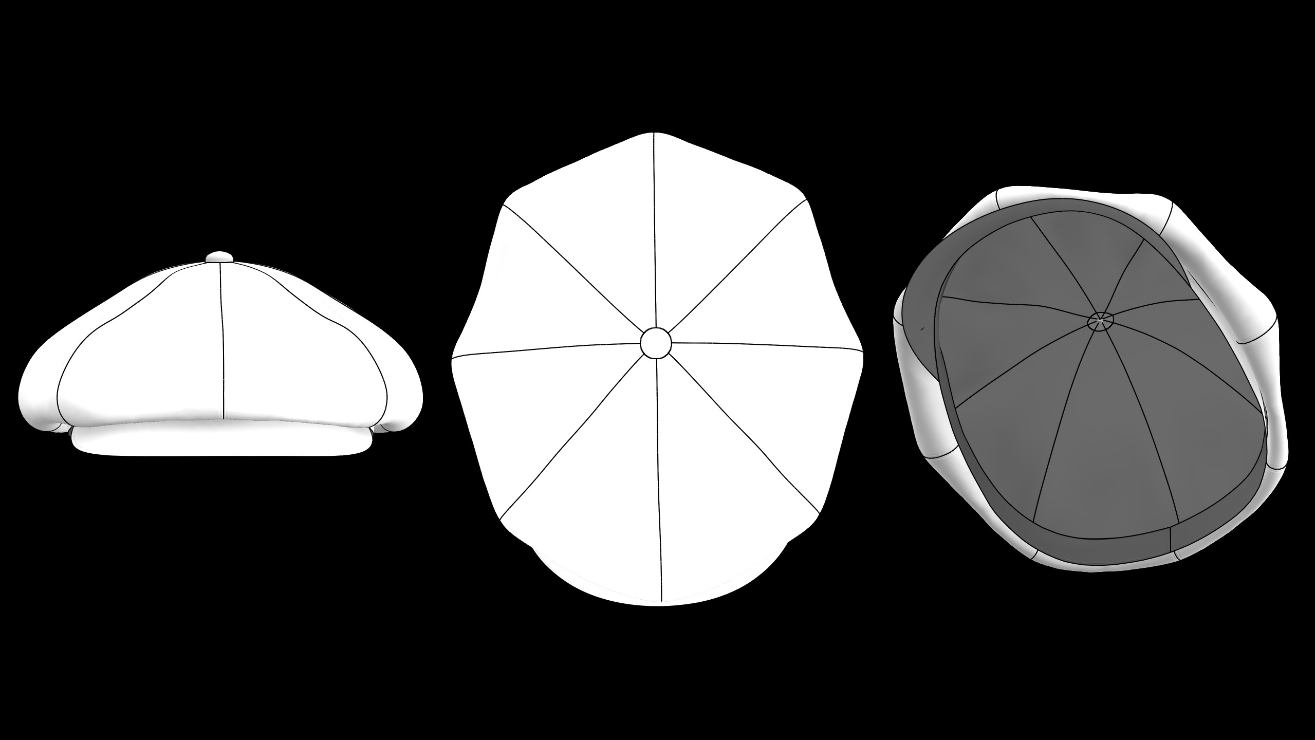 BASIC NEWSBOY CAP mv2 highpoly 3D model_3