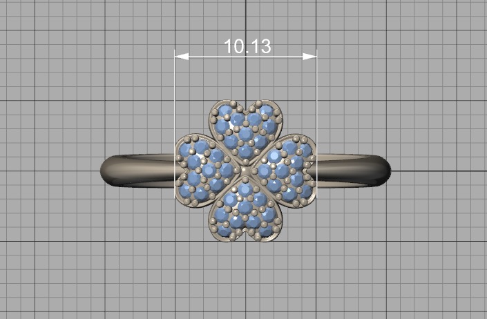 Diamond Clover Ring Lucky Symbol Ring 4 Hearts band 3D print model_6