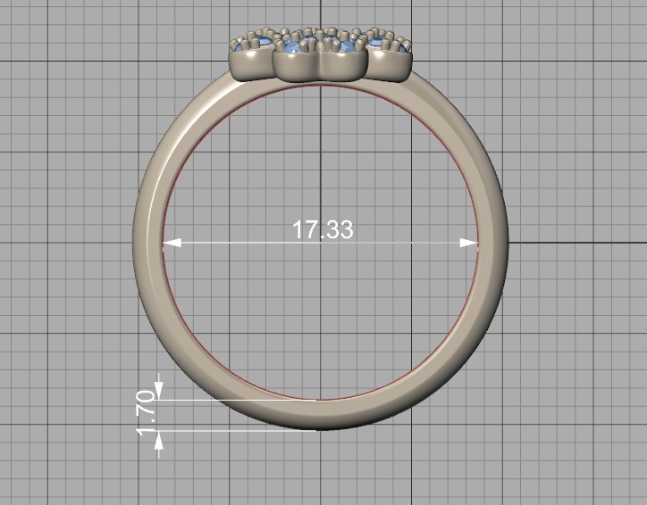 Diamond Clover Ring Lucky Symbol Ring 4 Hearts band 3D print model_7