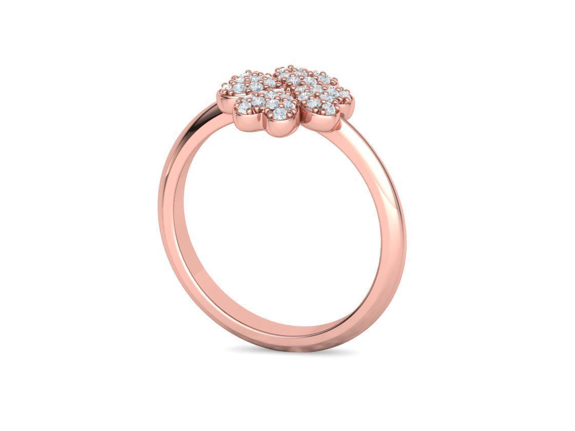 Diamond Clover Ring Lucky Symbol Ring 4 Hearts band 3D print model_25