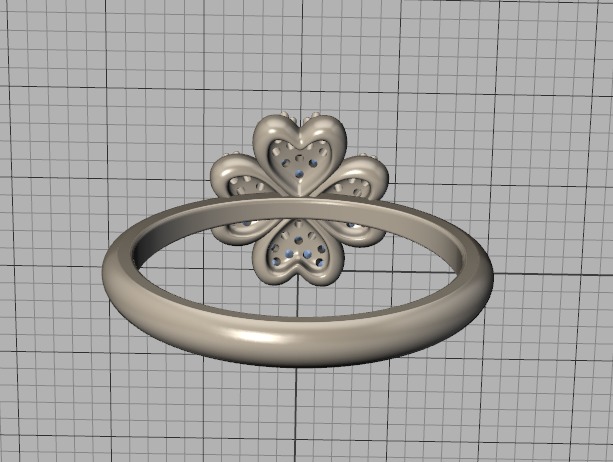Diamond Clover Ring Lucky Symbol Ring 4 Hearts band 3D print model_32