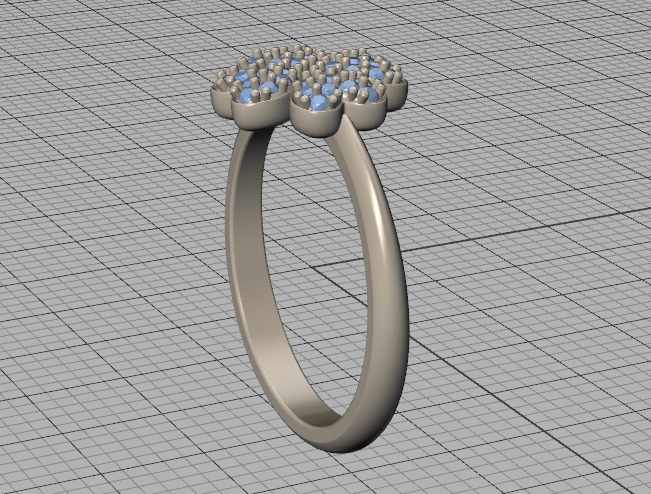 Diamond Clover Ring Lucky Symbol Ring 4 Hearts band 3D print model_34