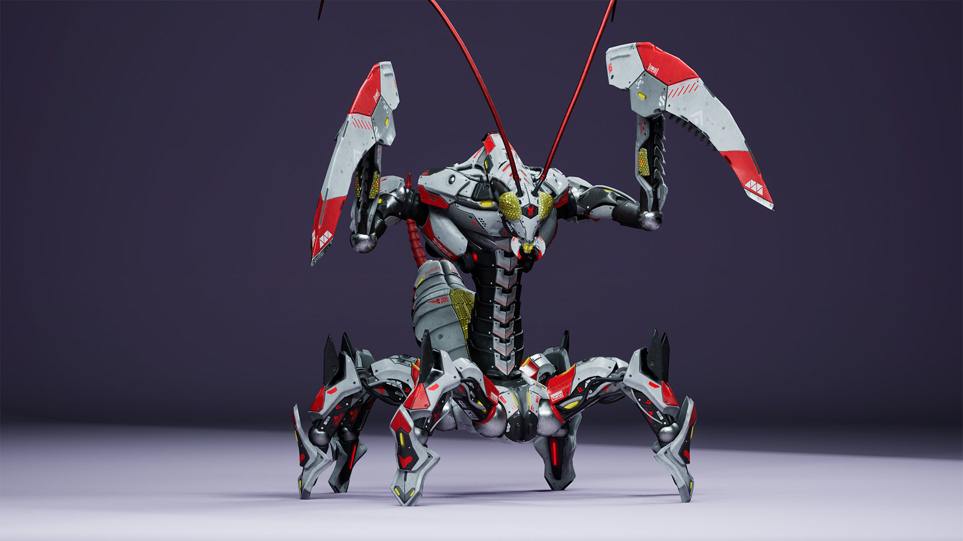 SciFi Insect Mantis Low-poly 3D model_12