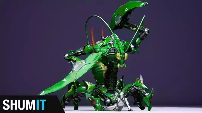 SciFi Insect Mantis Low-poly 3D model