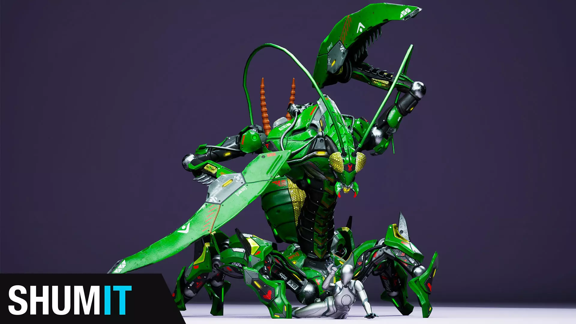 SciFi Insect Mantis Low-poly 3D model_0