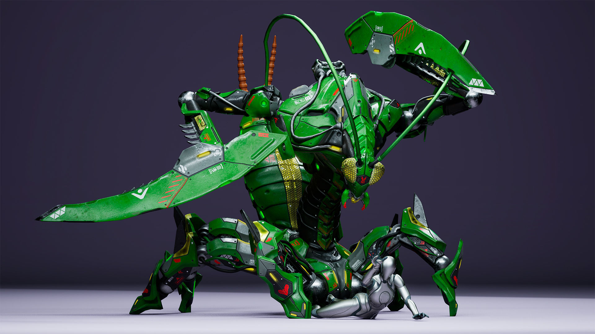 SciFi Insect Mantis Low-poly 3D model_2