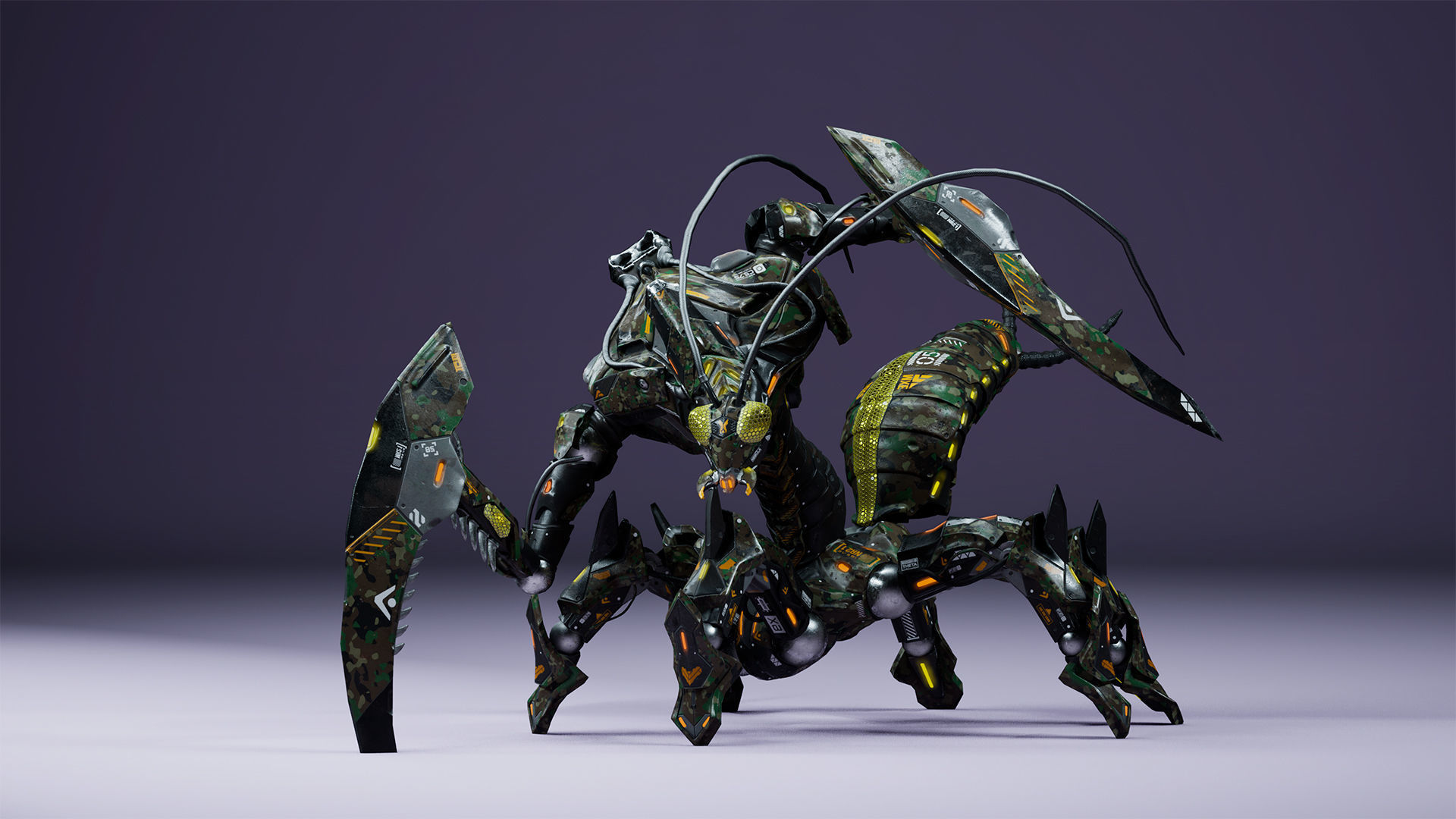 SciFi Insect Mantis Low-poly 3D model_3
