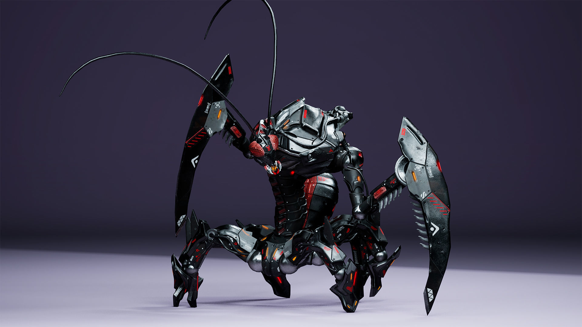 SciFi Insect Mantis Low-poly 3D model_7