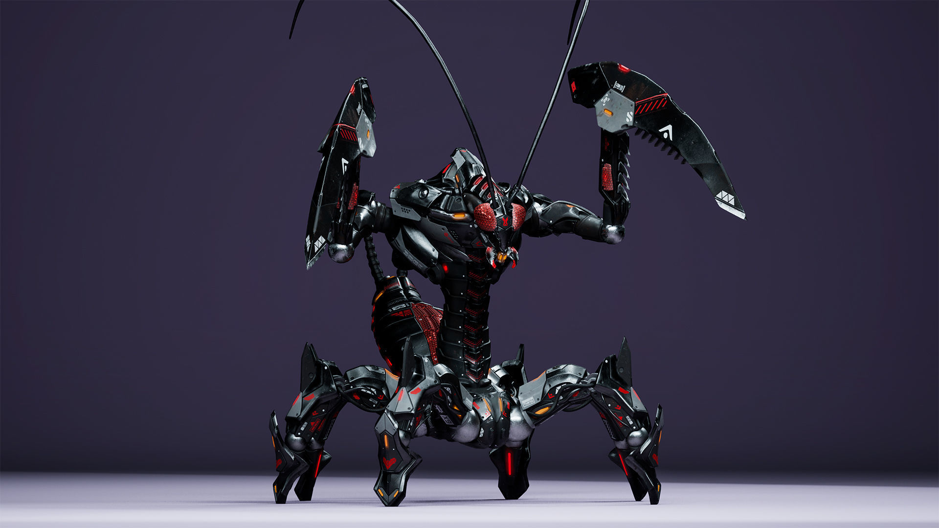 SciFi Insect Mantis Low-poly 3D model_5