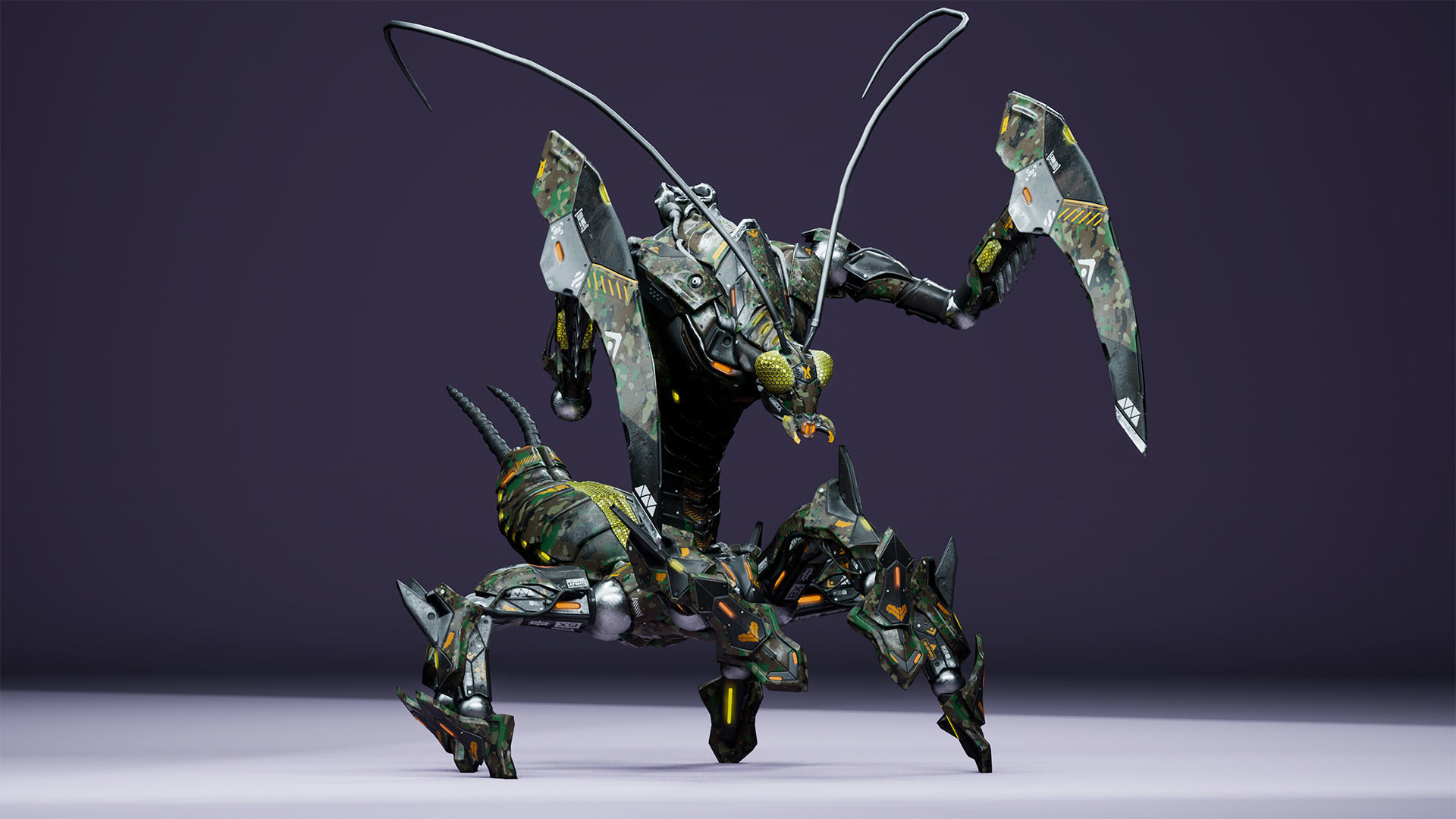 SciFi Insect Mantis Low-poly 3D model_15