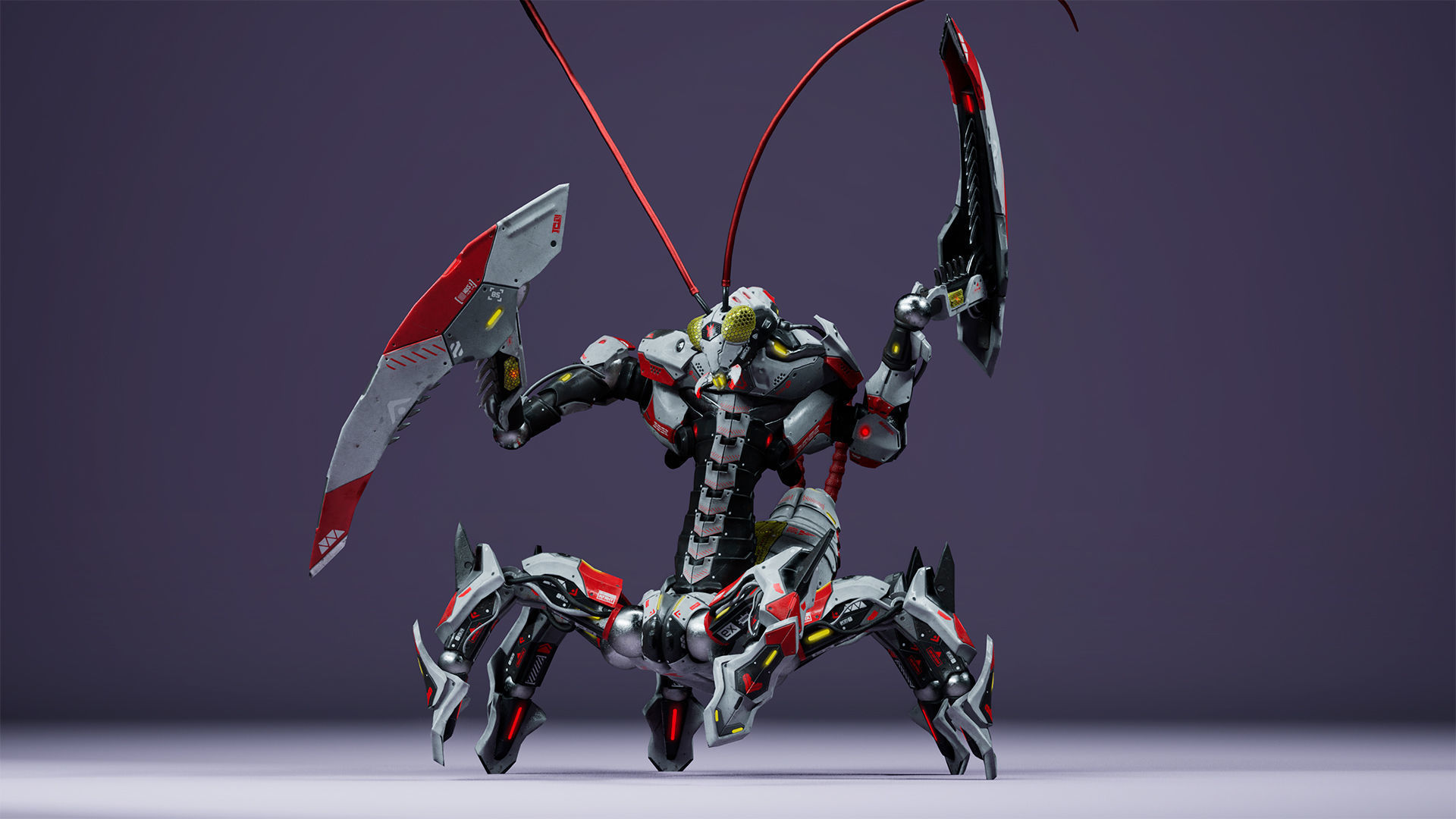 SciFi Insect Mantis Low-poly 3D model_13