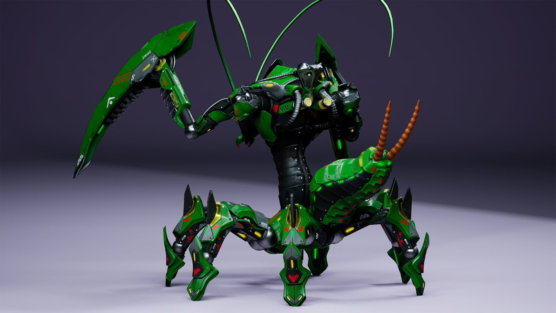 SciFi Insect Mantis Low-poly 3D model_9