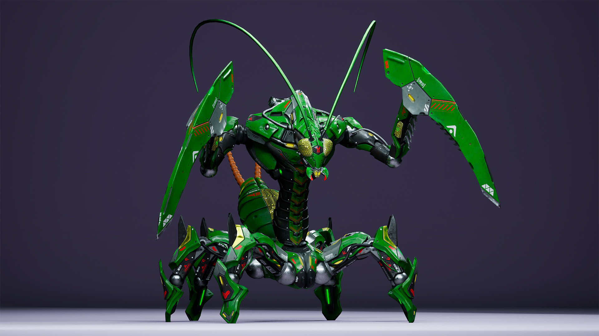SciFi Insect Mantis Low-poly 3D model_8
