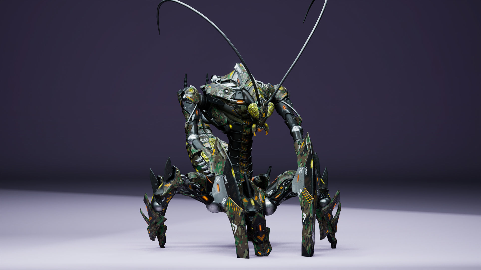 SciFi Insect Mantis Low-poly 3D model_4