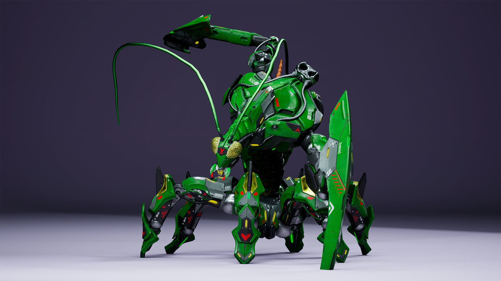 SciFi Insect Mantis Low-poly 3D model_10