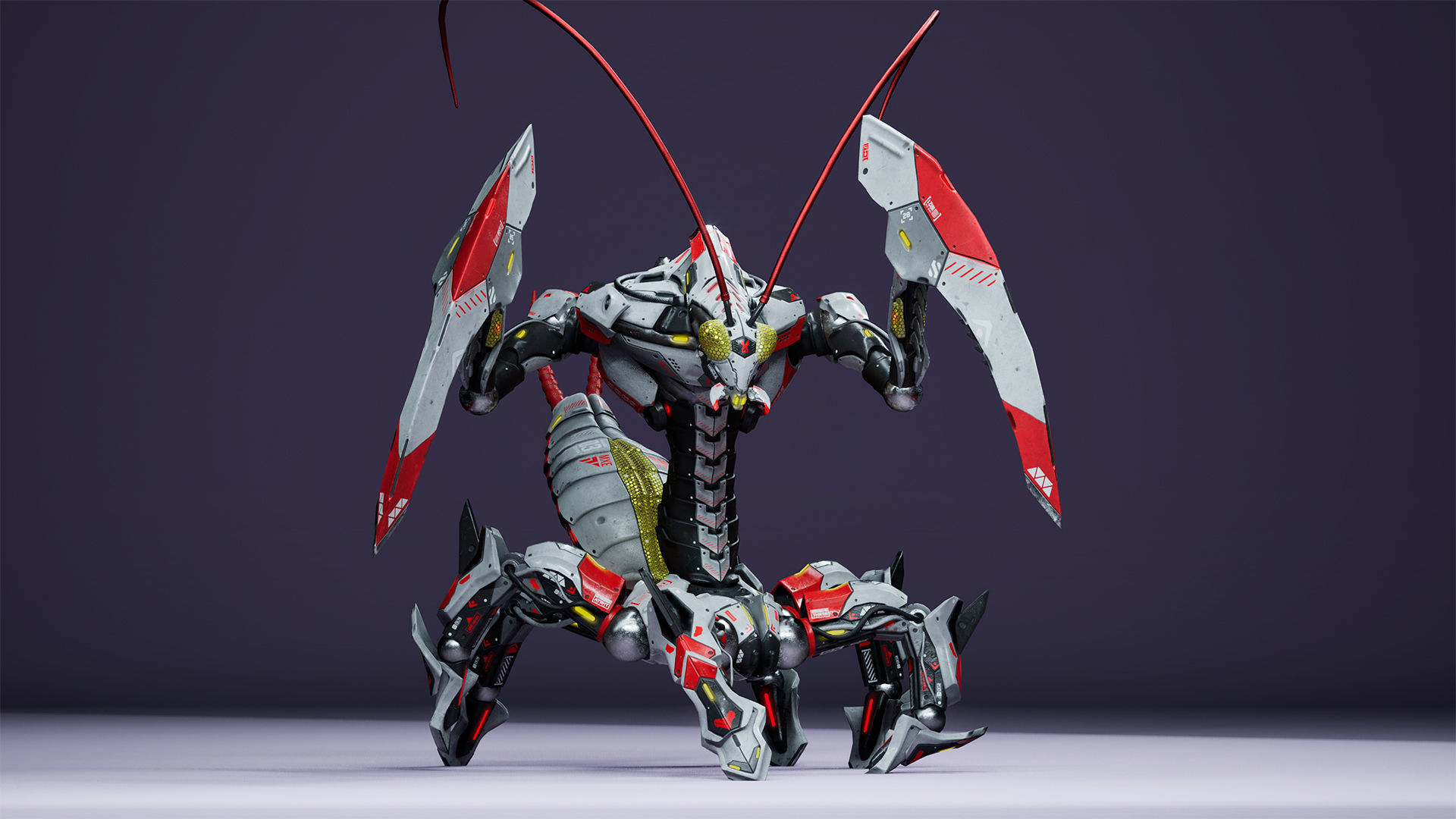 SciFi Insect Mantis Low-poly 3D model_14