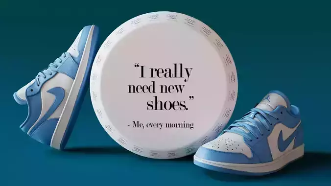 Model Shoes Nike Aluminum For Game and Films Low-poly 3D model