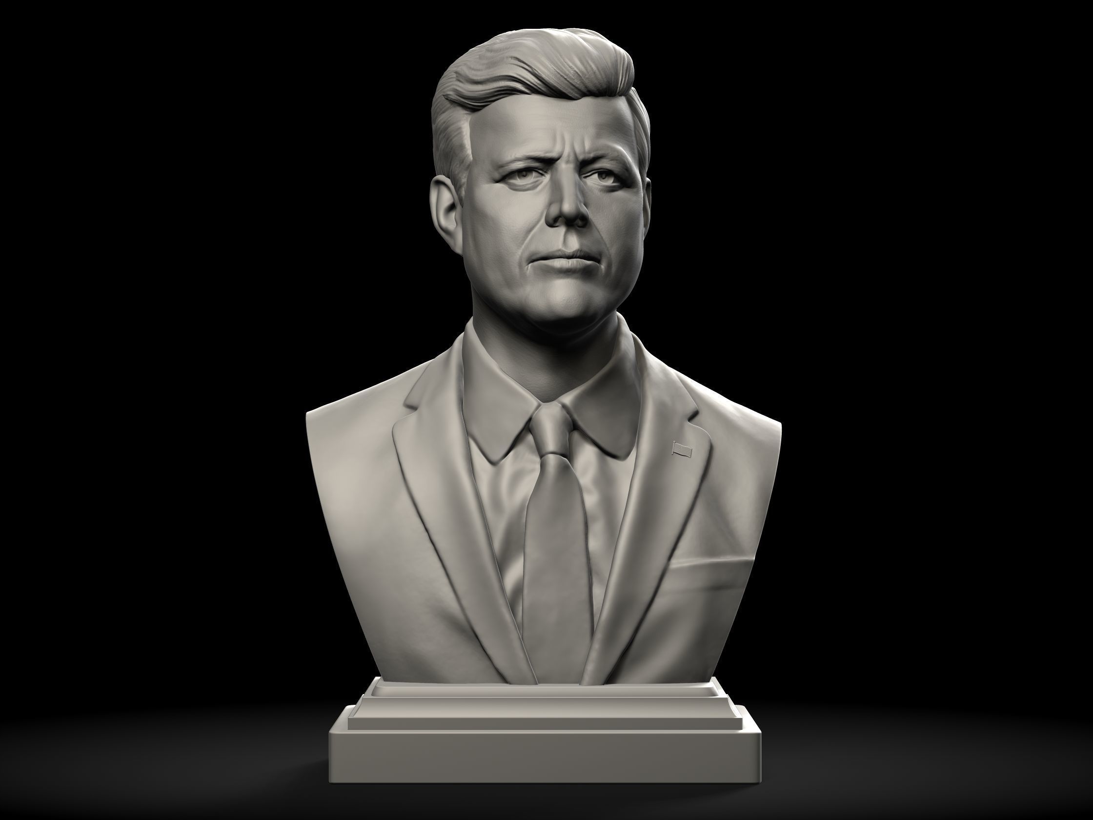 John F Kennedy Bust - 35th US President - Portrait 3D print model_6