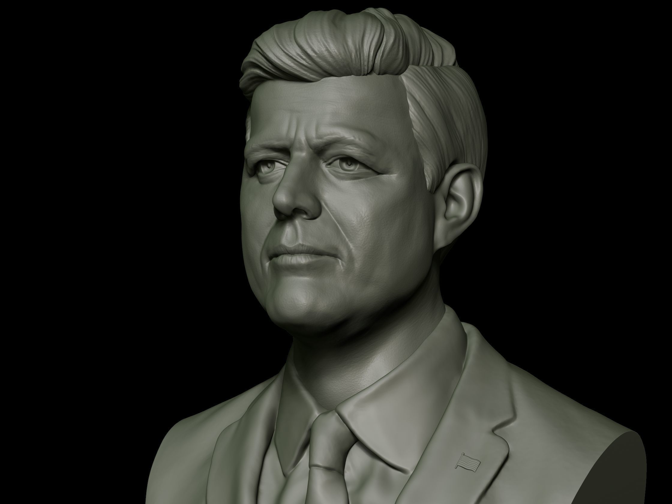 John F Kennedy Bust - 35th US President - Portrait 3D print model_16