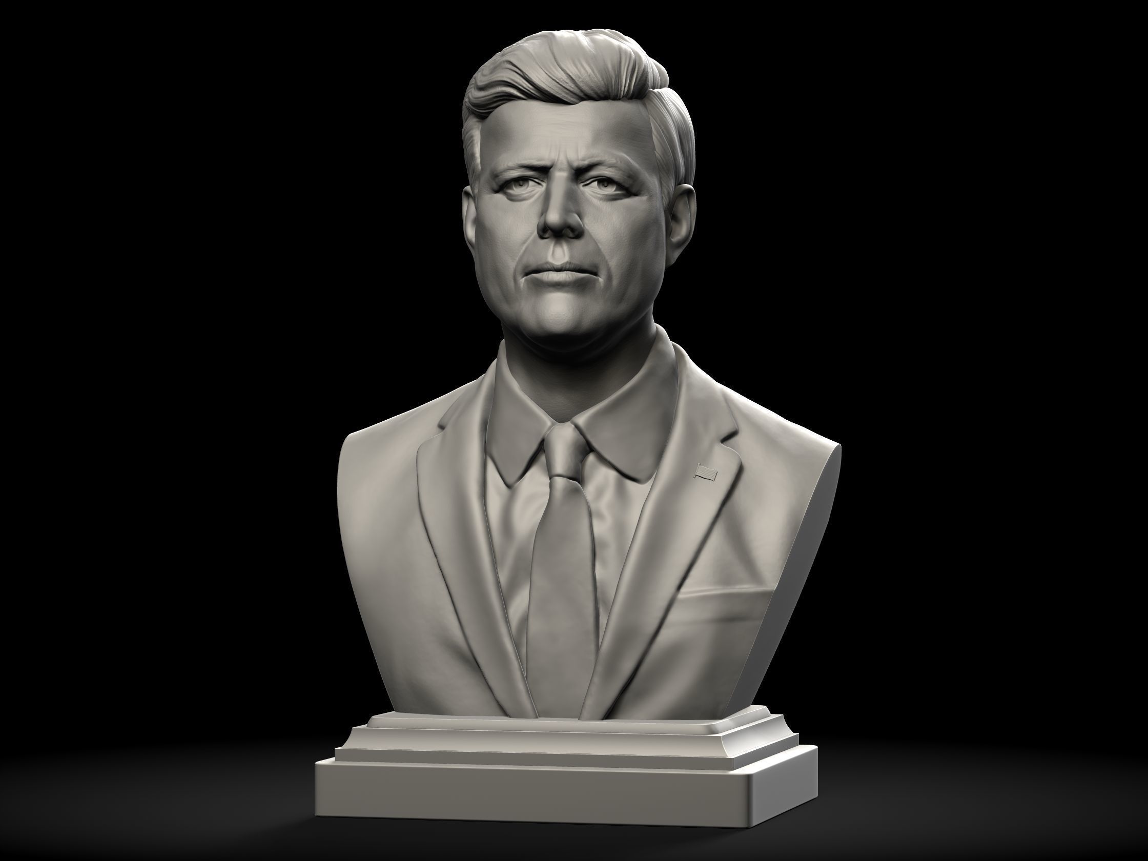 John F Kennedy Bust - 35th US President - Portrait 3D print model_12