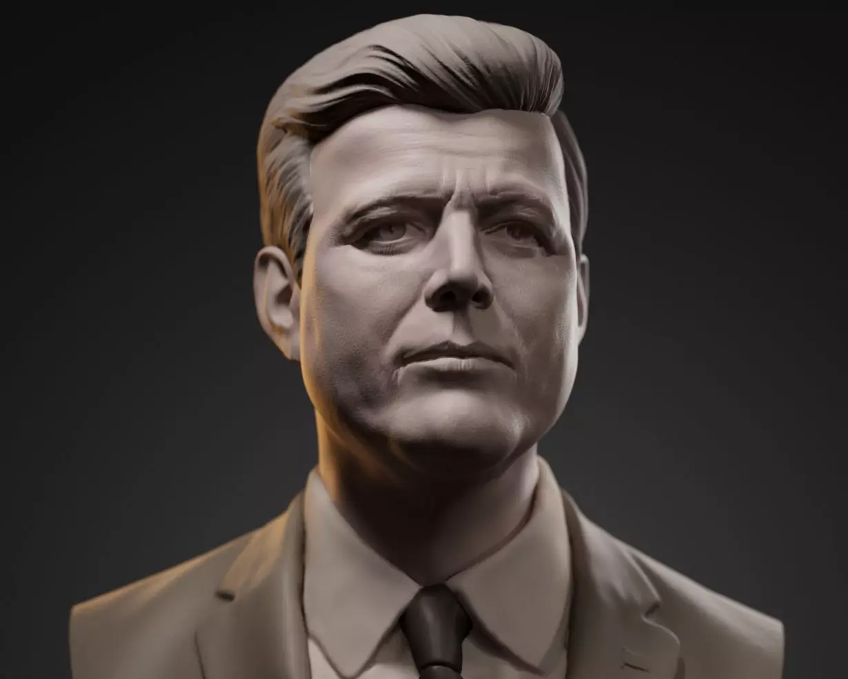 John F Kennedy Bust - 35th US President - Portrait 3D print model_0