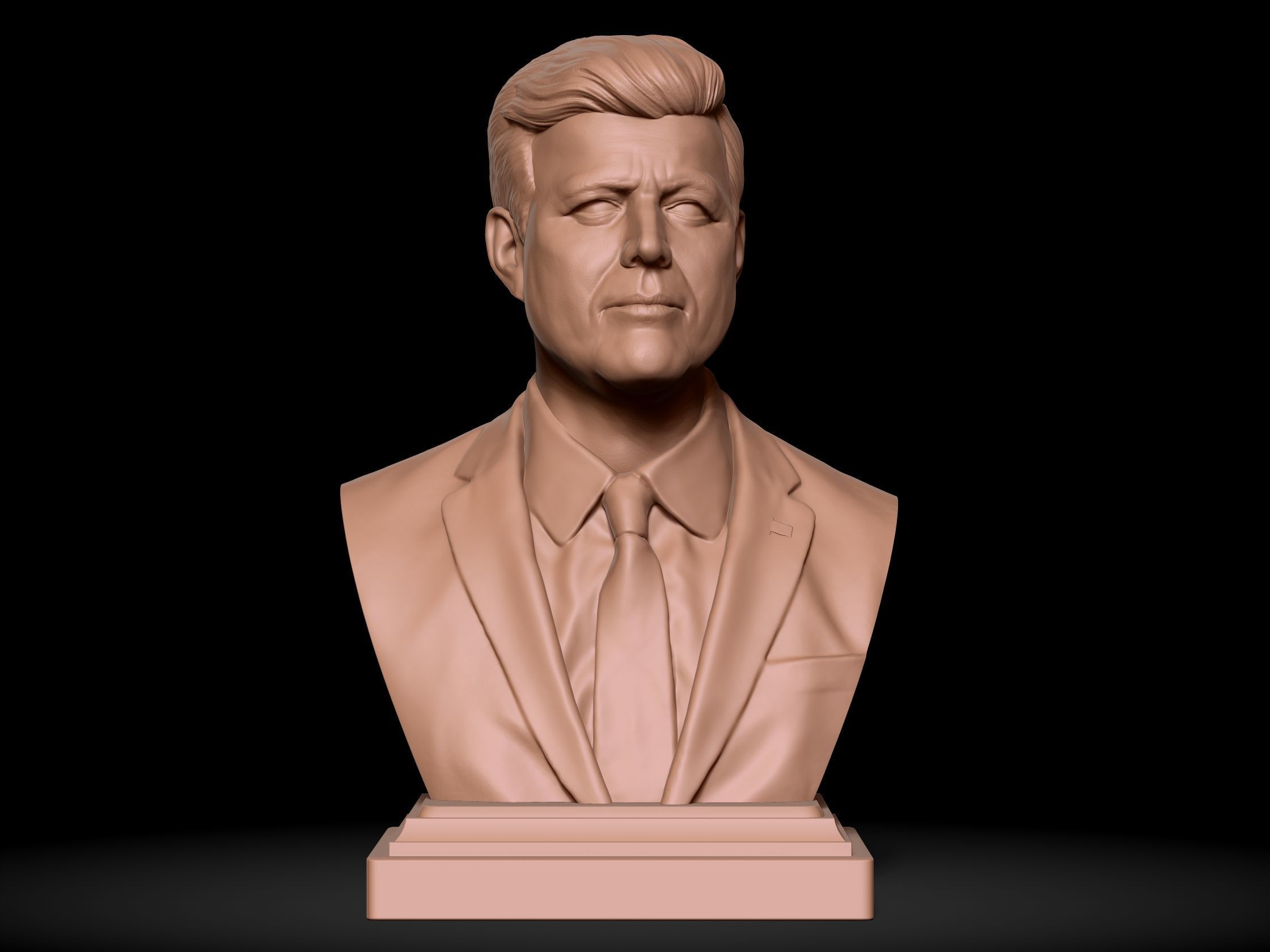 John F Kennedy Bust - 35th US President - Portrait 3D print model_4