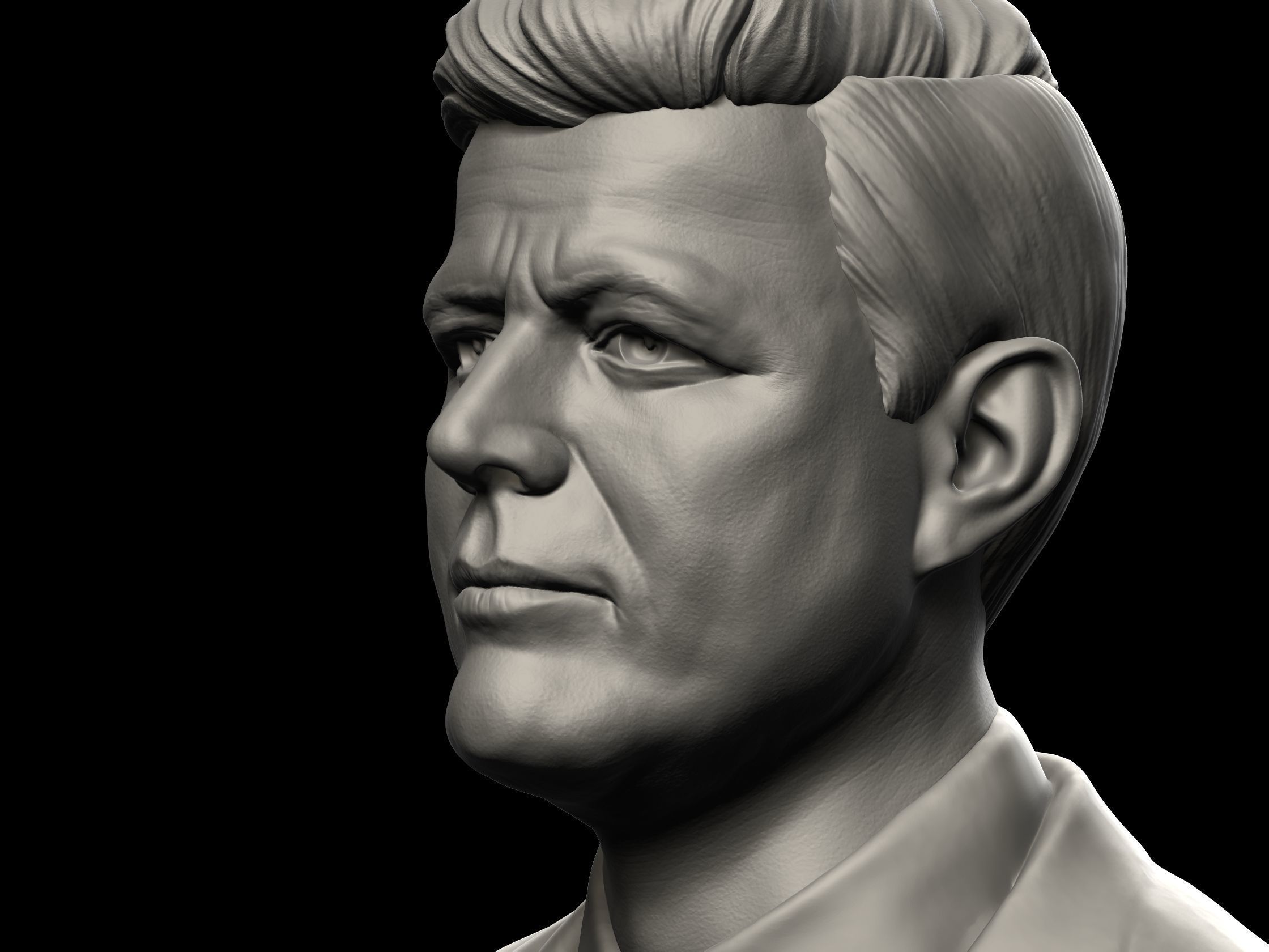 John F Kennedy Bust - 35th US President - Portrait 3D print model_13