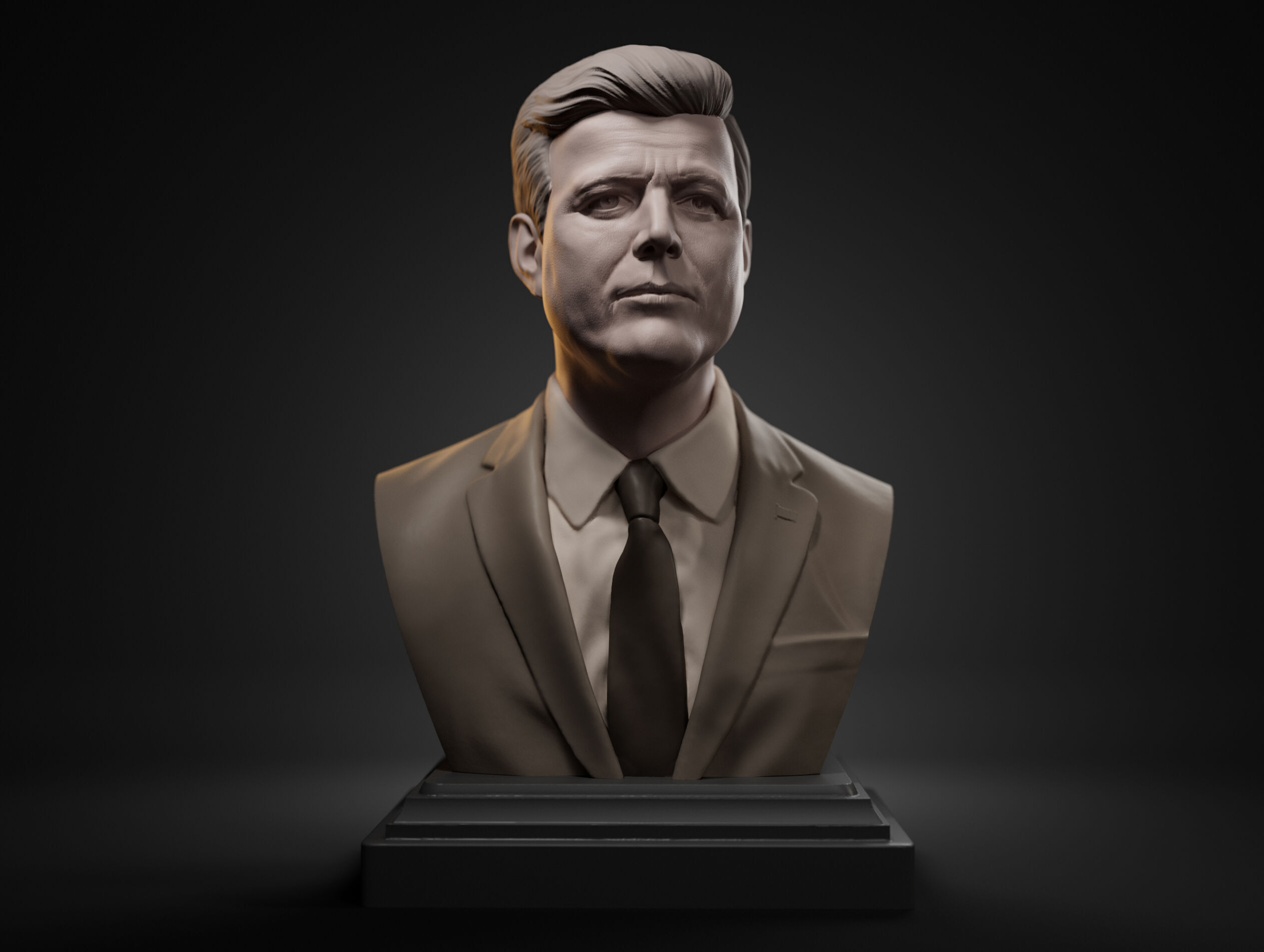 John F Kennedy Bust - 35th US President - Portrait 3D print model_1