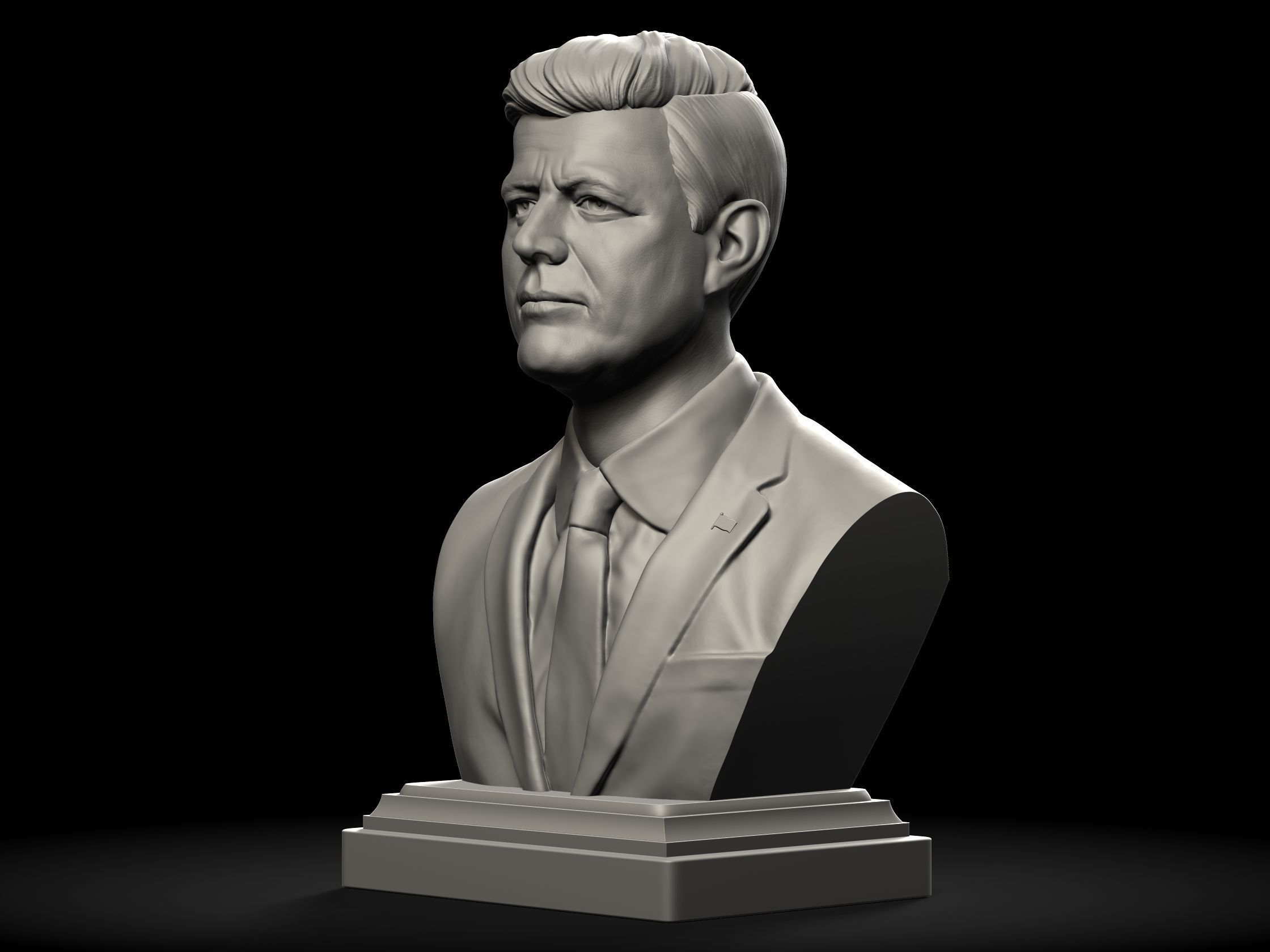 John F Kennedy Bust - 35th US President - Portrait 3D print model_11