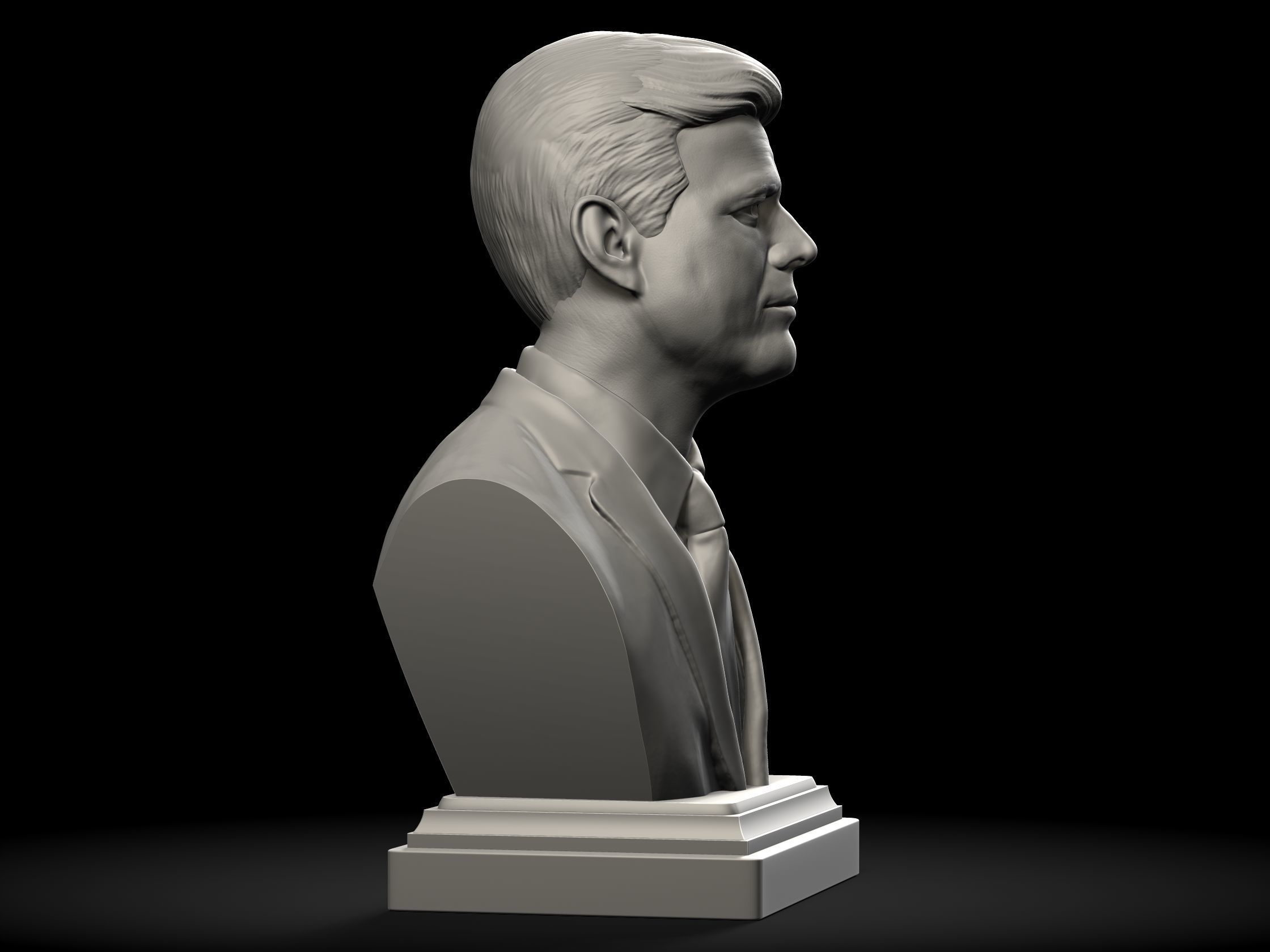 John F Kennedy Bust - 35th US President - Portrait 3D print model_8