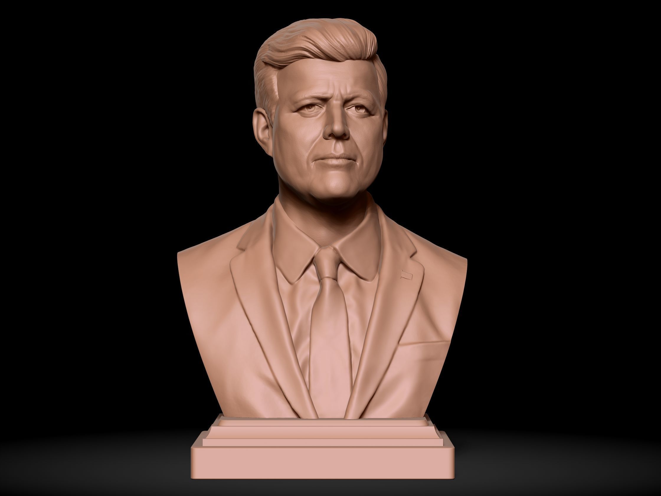 John F Kennedy Bust - 35th US President - Portrait 3D print model_3