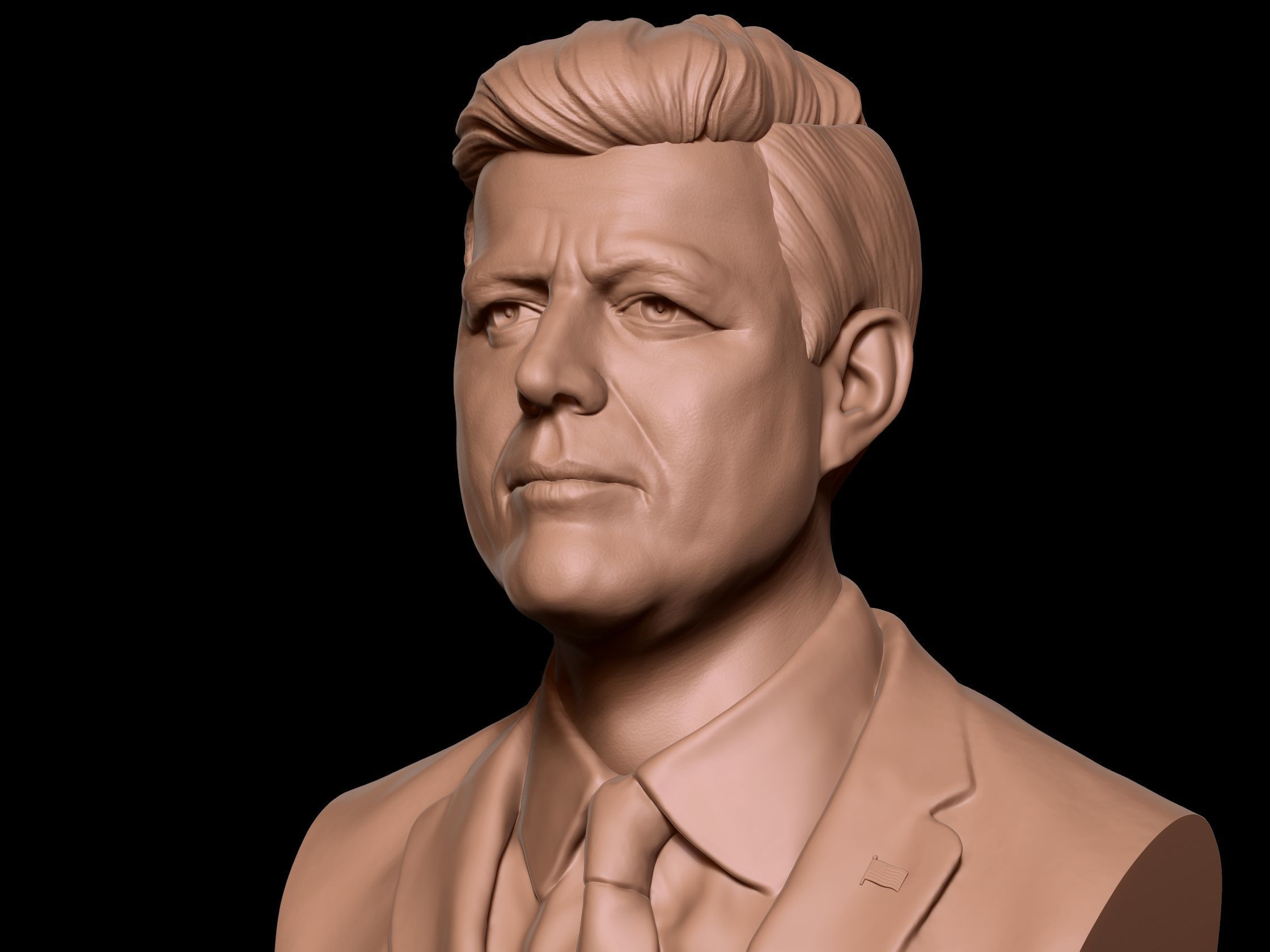 John F Kennedy Bust - 35th US President - Portrait 3D print model_2