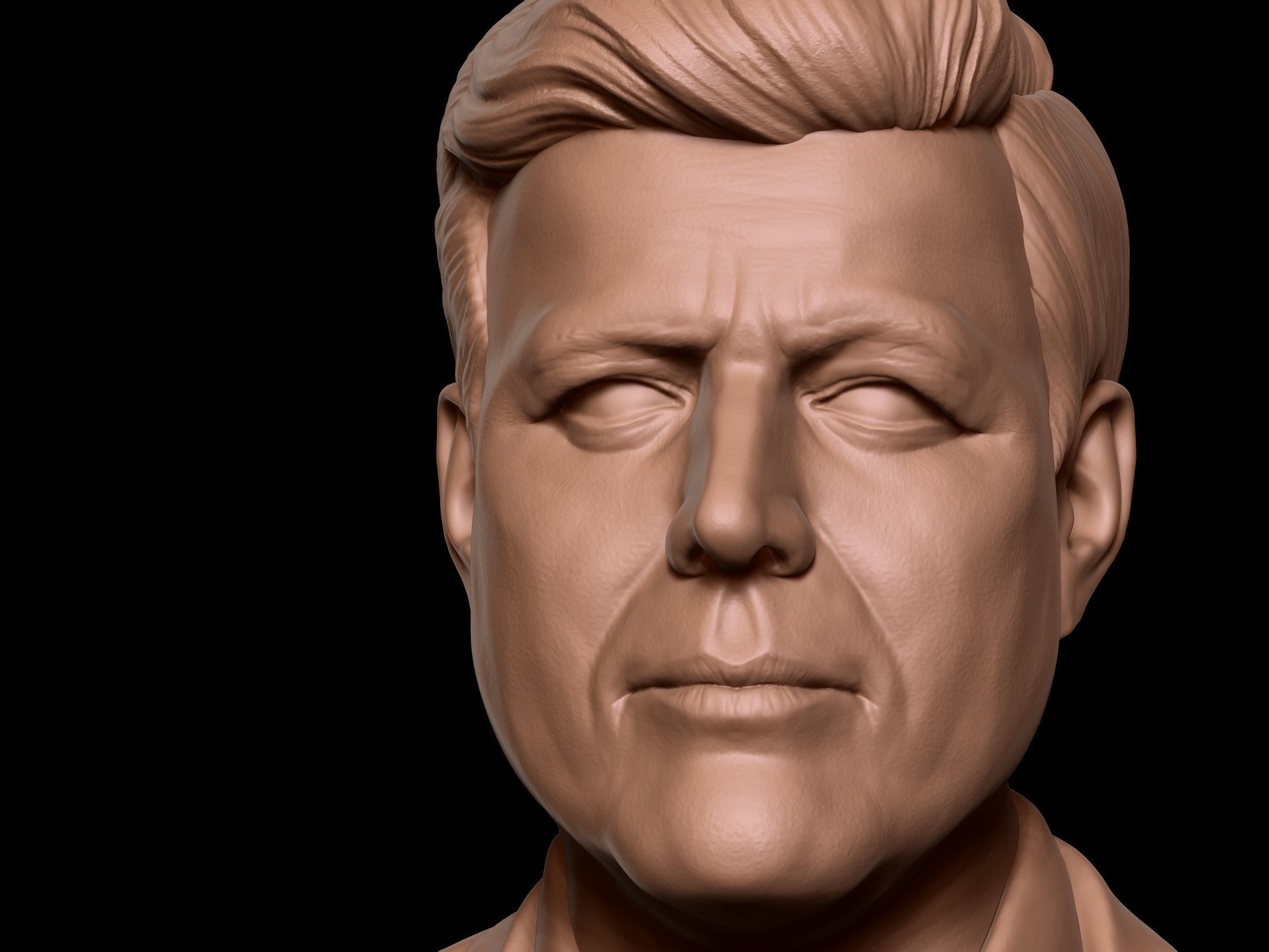 John F Kennedy Bust - 35th US President - Portrait 3D print model_5