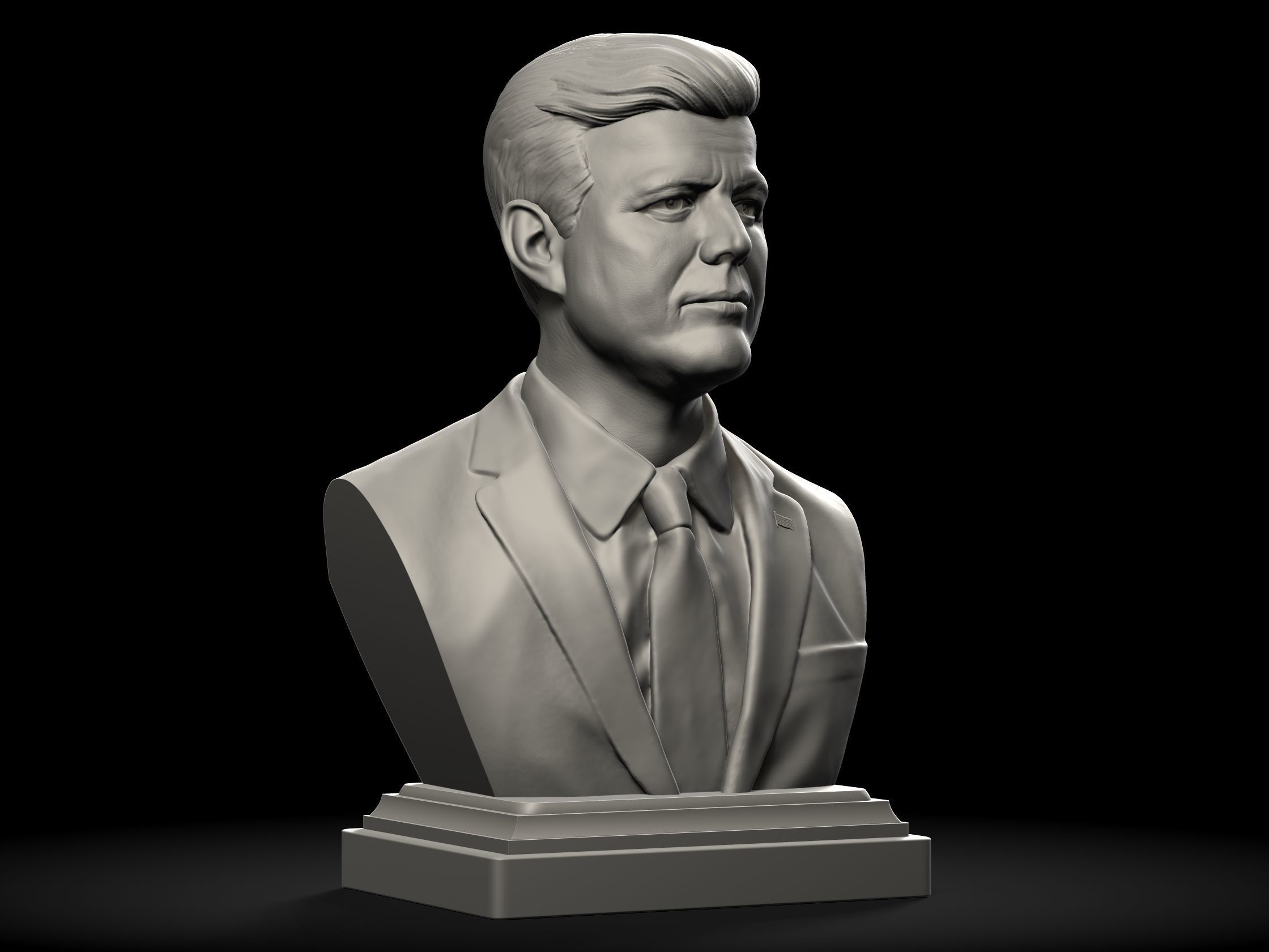 John F Kennedy Bust - 35th US President - Portrait 3D print model_7