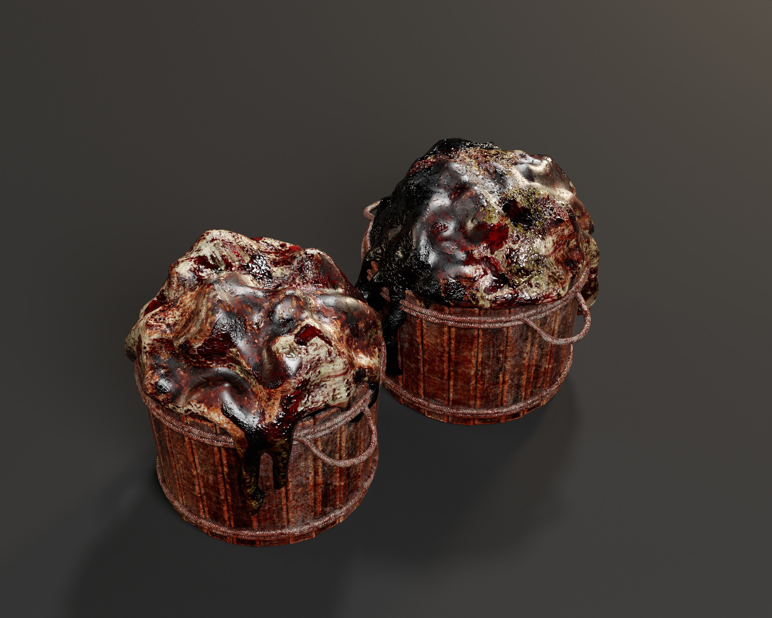 Creepy Buckets with Guts Low-poly 3D model_4