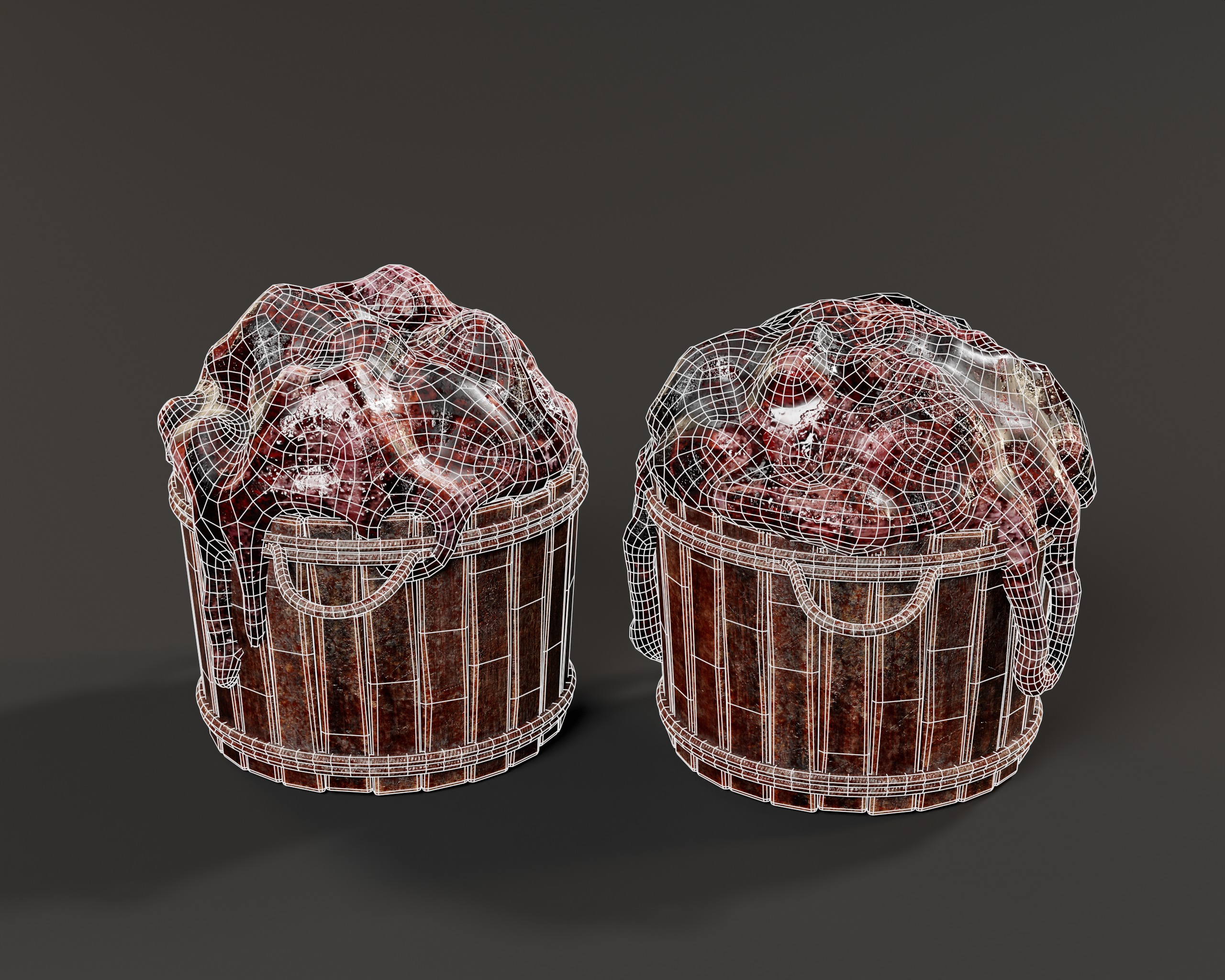 Creepy Buckets with Guts Low-poly 3D model_3
