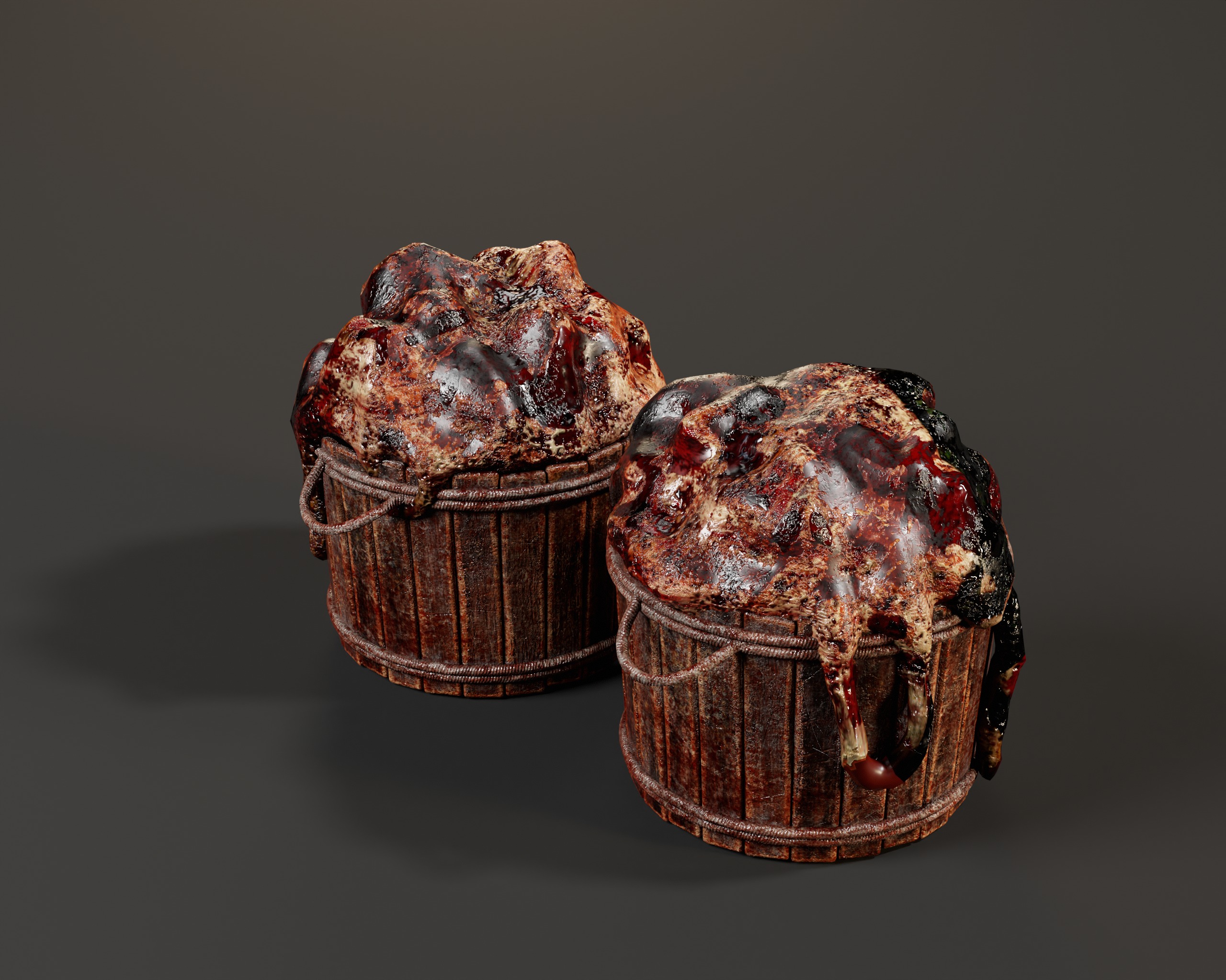 Creepy Buckets with Guts Low-poly 3D model_8