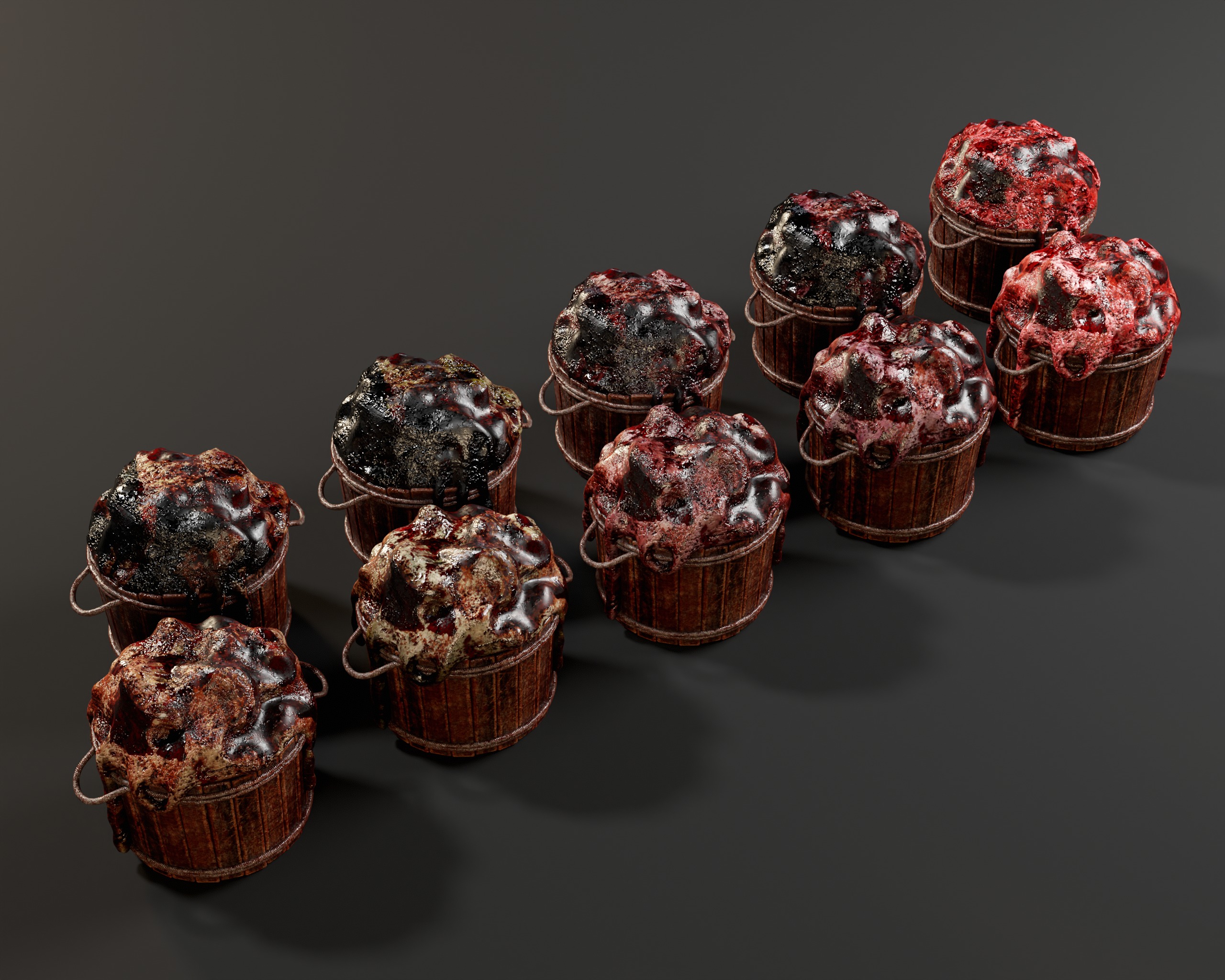 Creepy Buckets with Guts Low-poly 3D model_12
