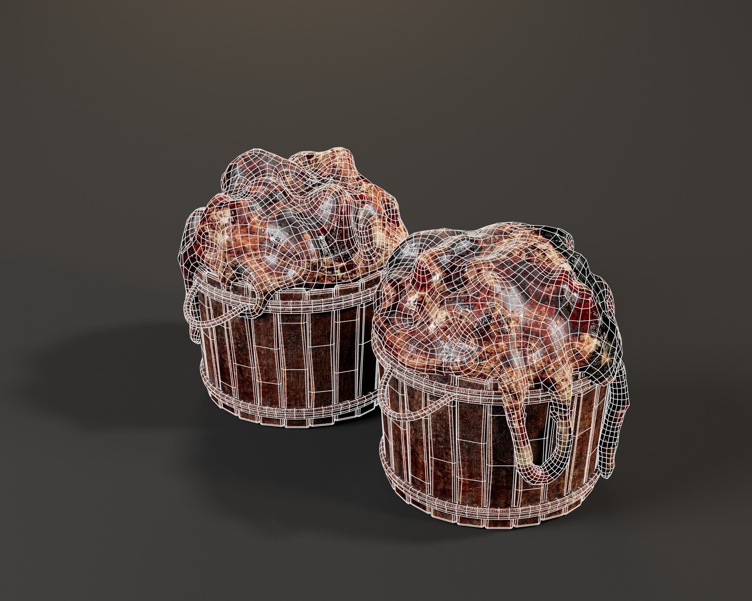 Creepy Buckets with Guts Low-poly 3D model_9