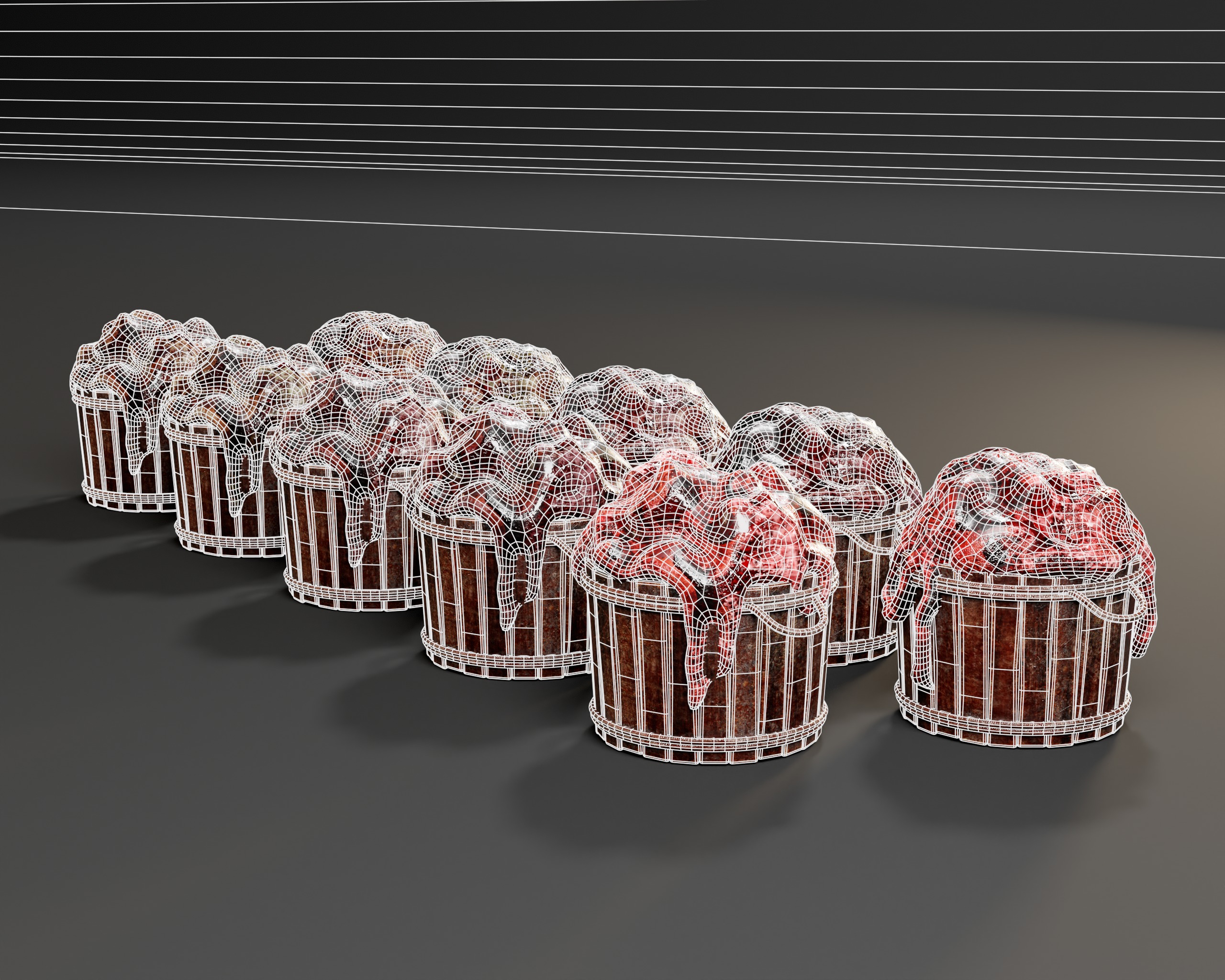 Creepy Buckets with Guts Low-poly 3D model_15