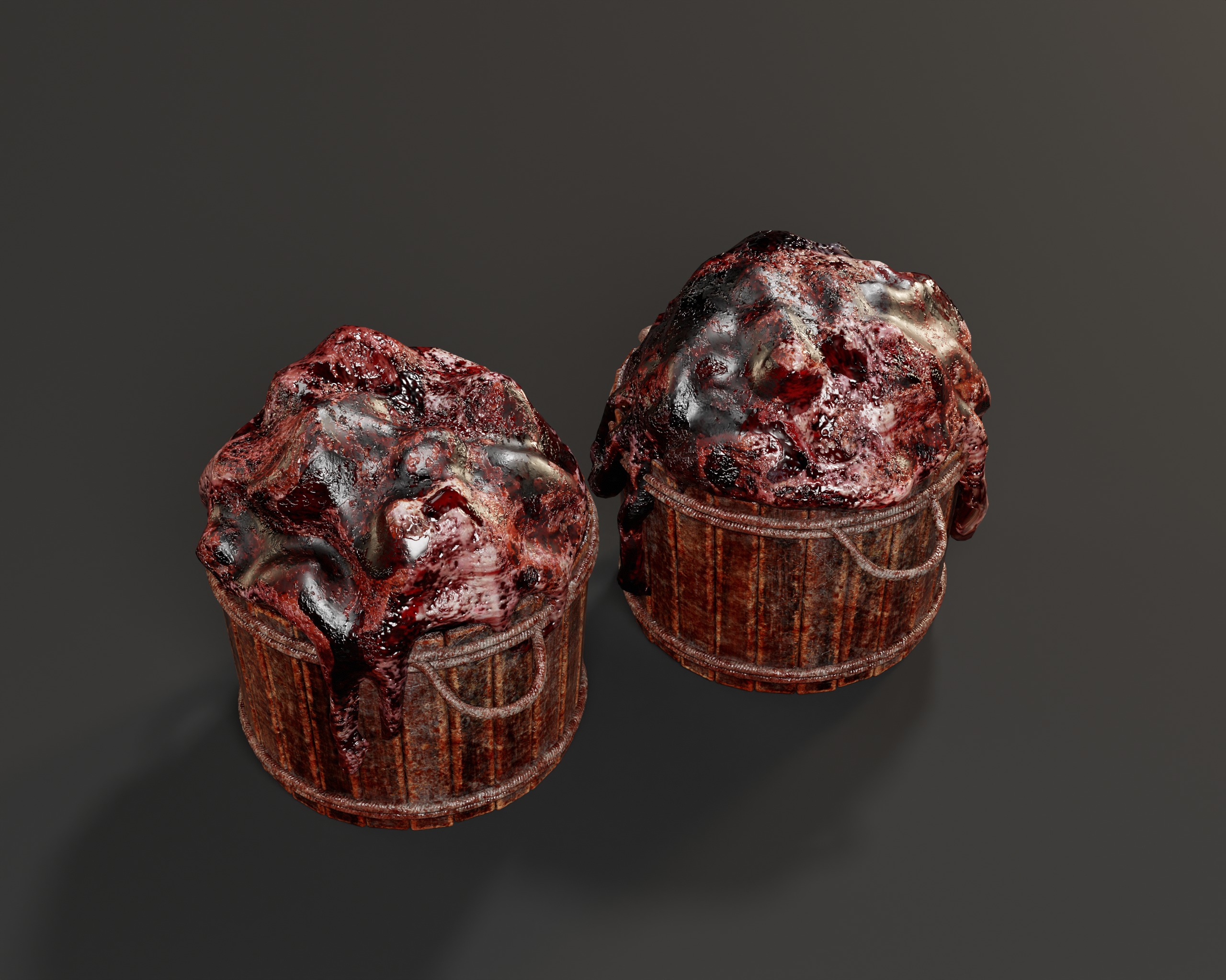 Creepy Buckets with Guts Low-poly 3D model_10